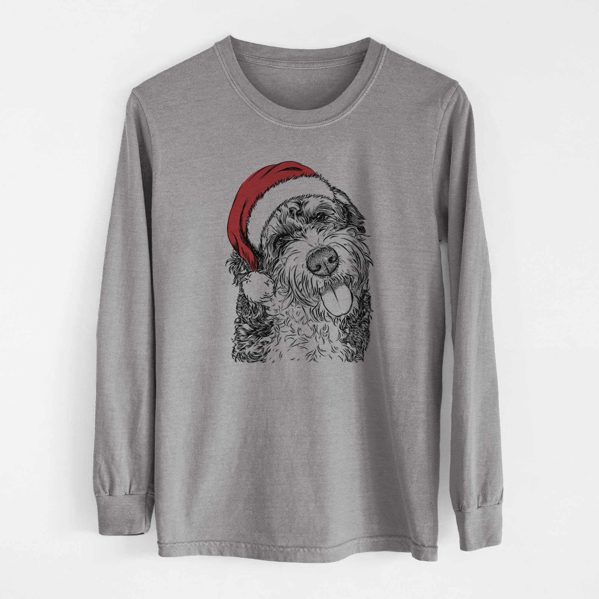 Santa Kaci the Bernedoodle - Men's Heavyweight 100% Cotton Long Sleeve