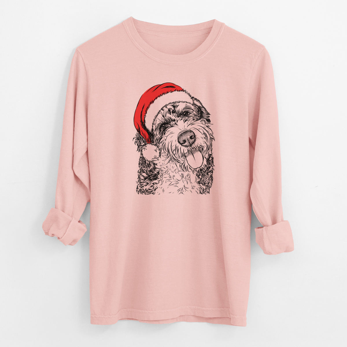 Santa Kaci the Bernedoodle - Men's Heavyweight 100% Cotton Long Sleeve