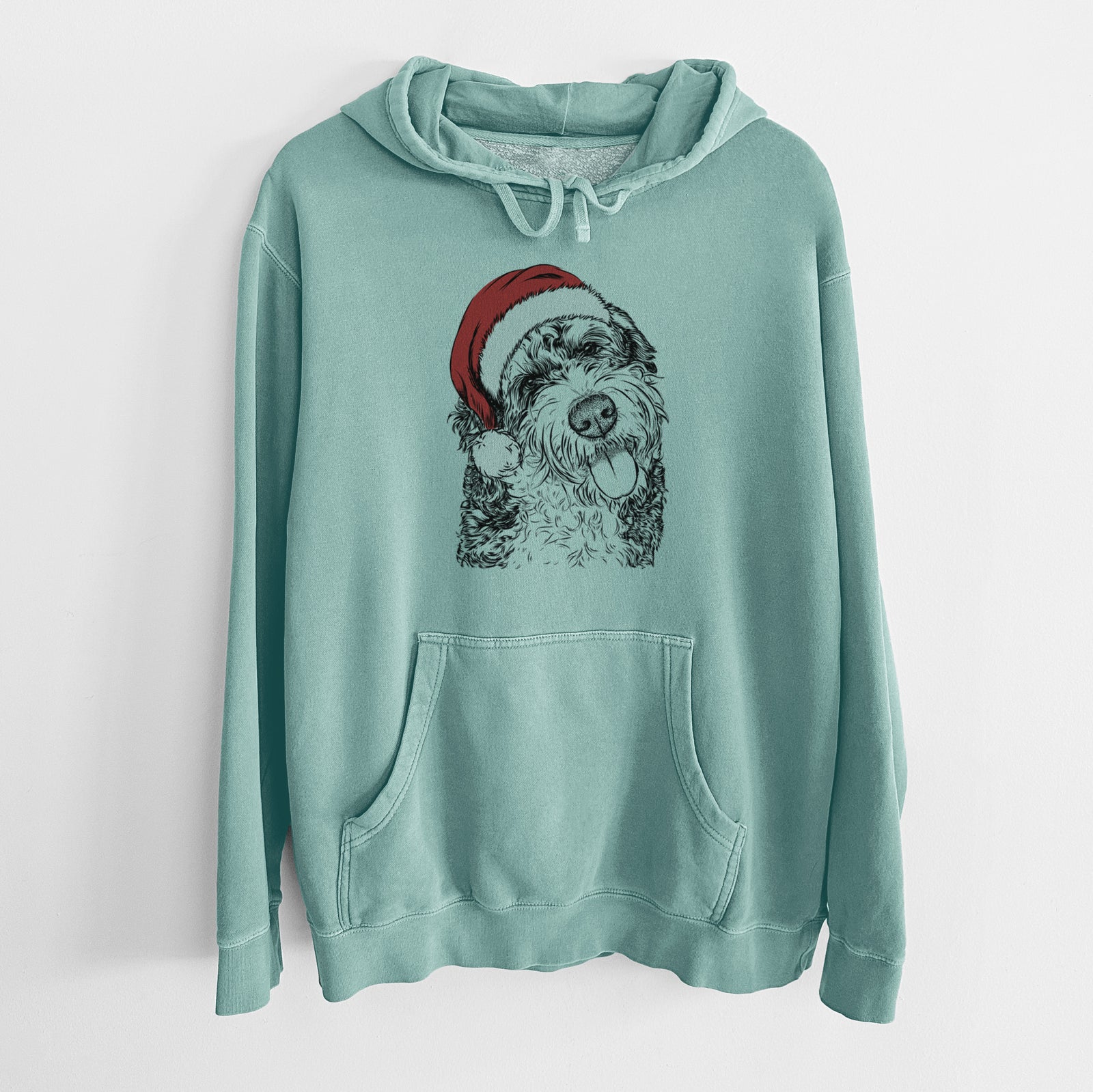 Santa Hat Kaci the Bernedoodle - Unisex Pigment Dyed Hoodie