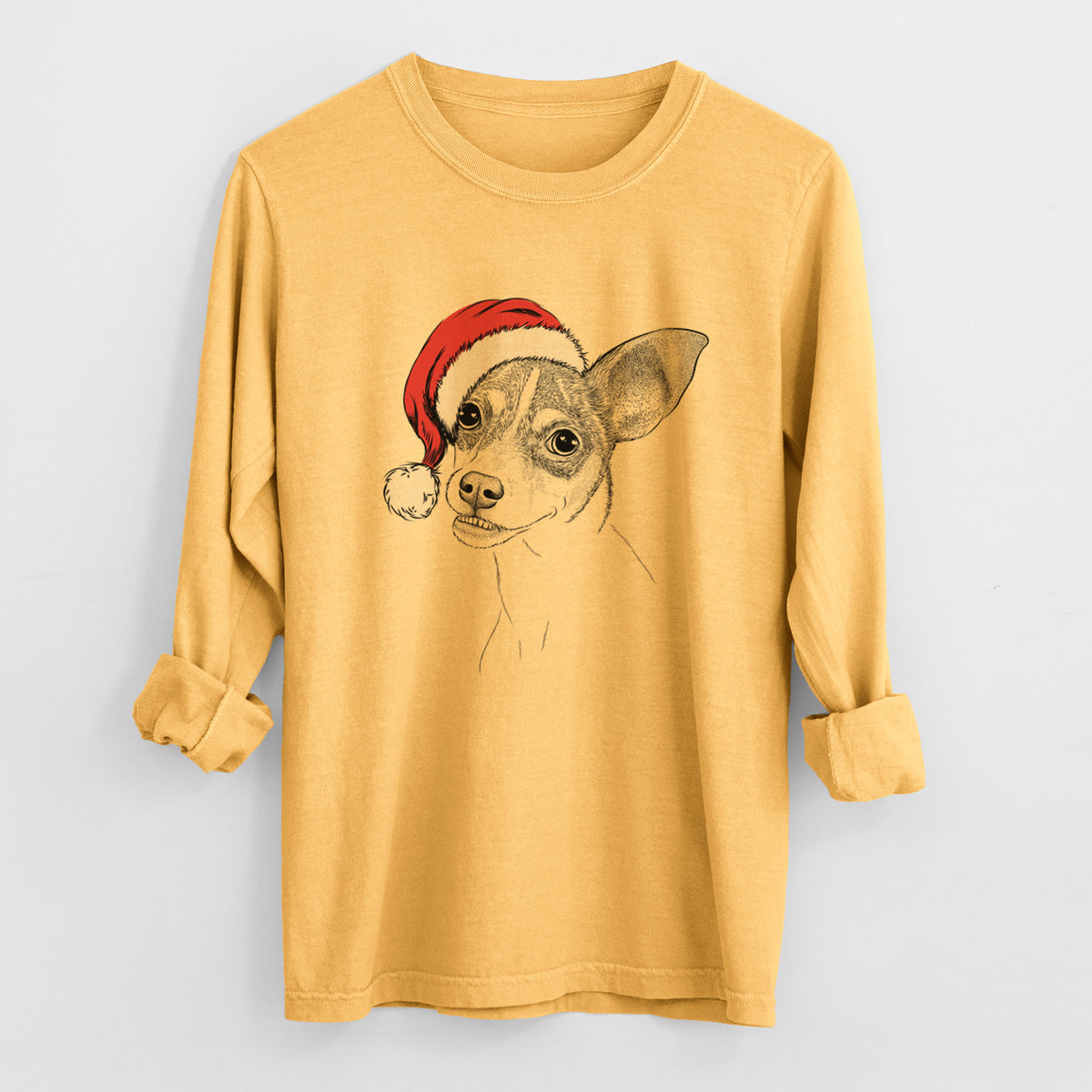 Santa Kailani the Chihuahua Mix - Heavyweight 100% Cotton Long Sleeve
