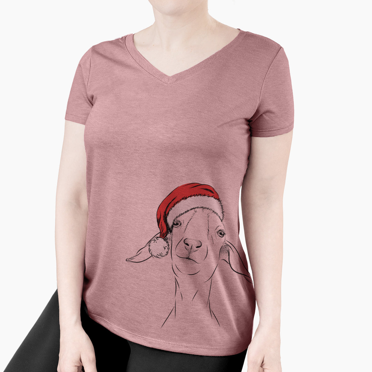 Santa Kara Dune the Spanish Boer Goat - Women's Perfect V-neck Shirt
