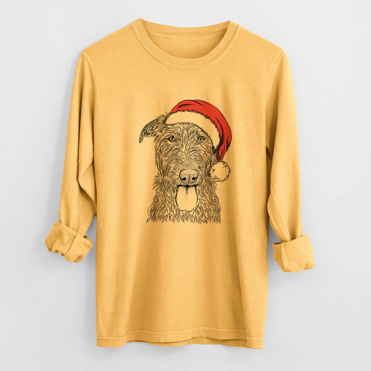 Santa Keeva the Irish Wolfhound - Men's Heavyweight 100% Cotton Long Sleeve