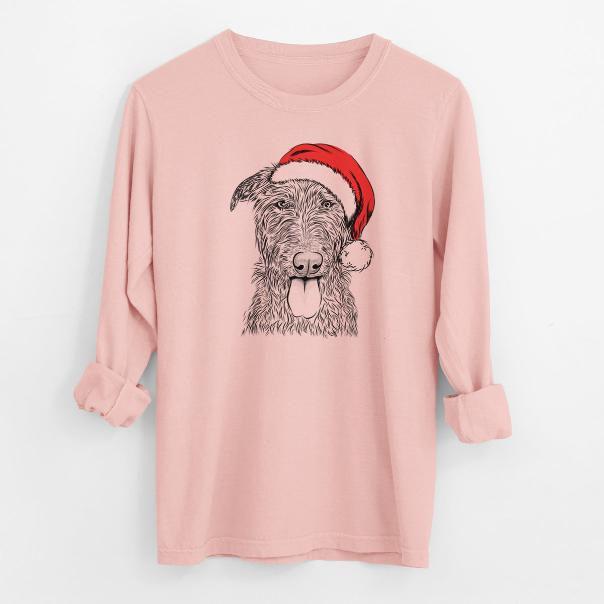 Santa Keeva the Irish Wolfhound - Men's Heavyweight 100% Cotton Long Sleeve