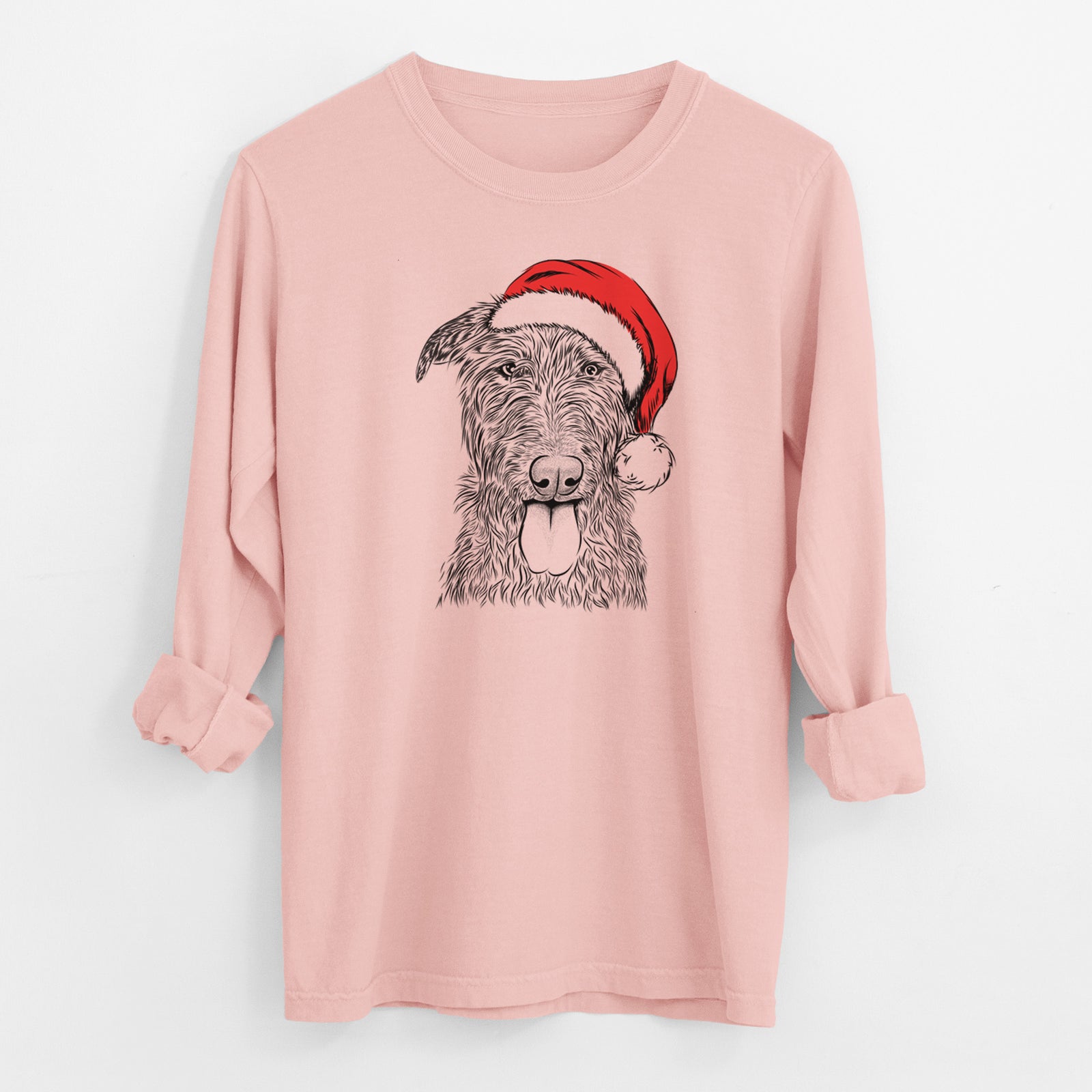 Santa Keeva the Irish Wolfhound - Men's Heavyweight 100% Cotton Long Sleeve