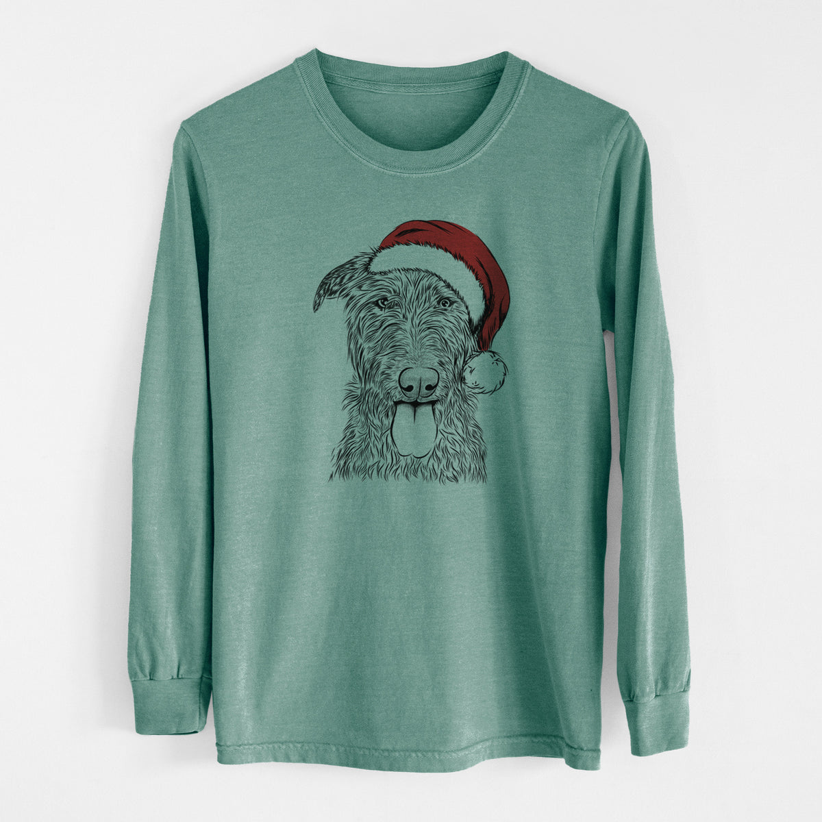 Santa Keeva the Irish Wolfhound - Men's Heavyweight 100% Cotton Long Sleeve
