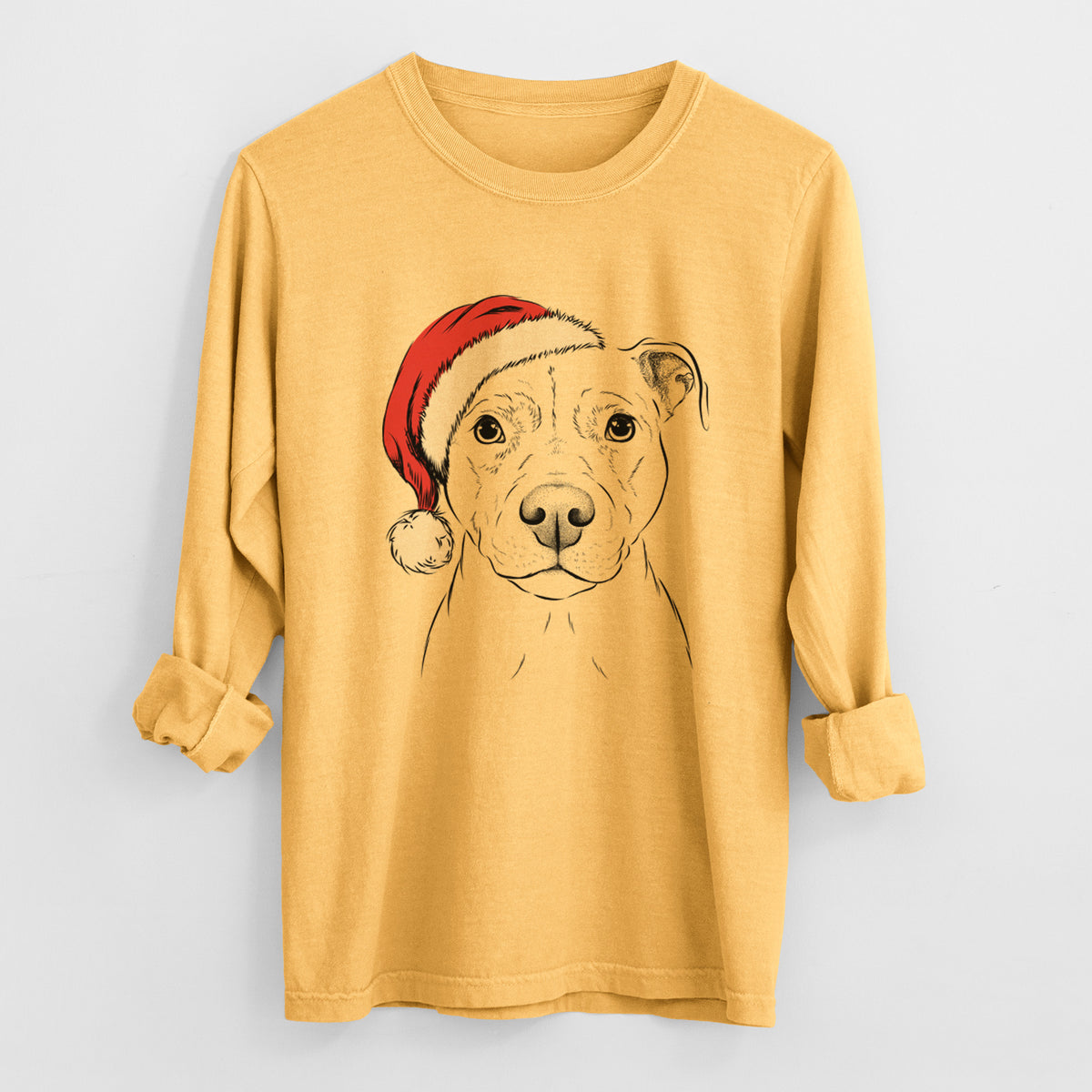 Santa Khaleesi the Pitbull - Men's Heavyweight 100% Cotton Long Sleeve