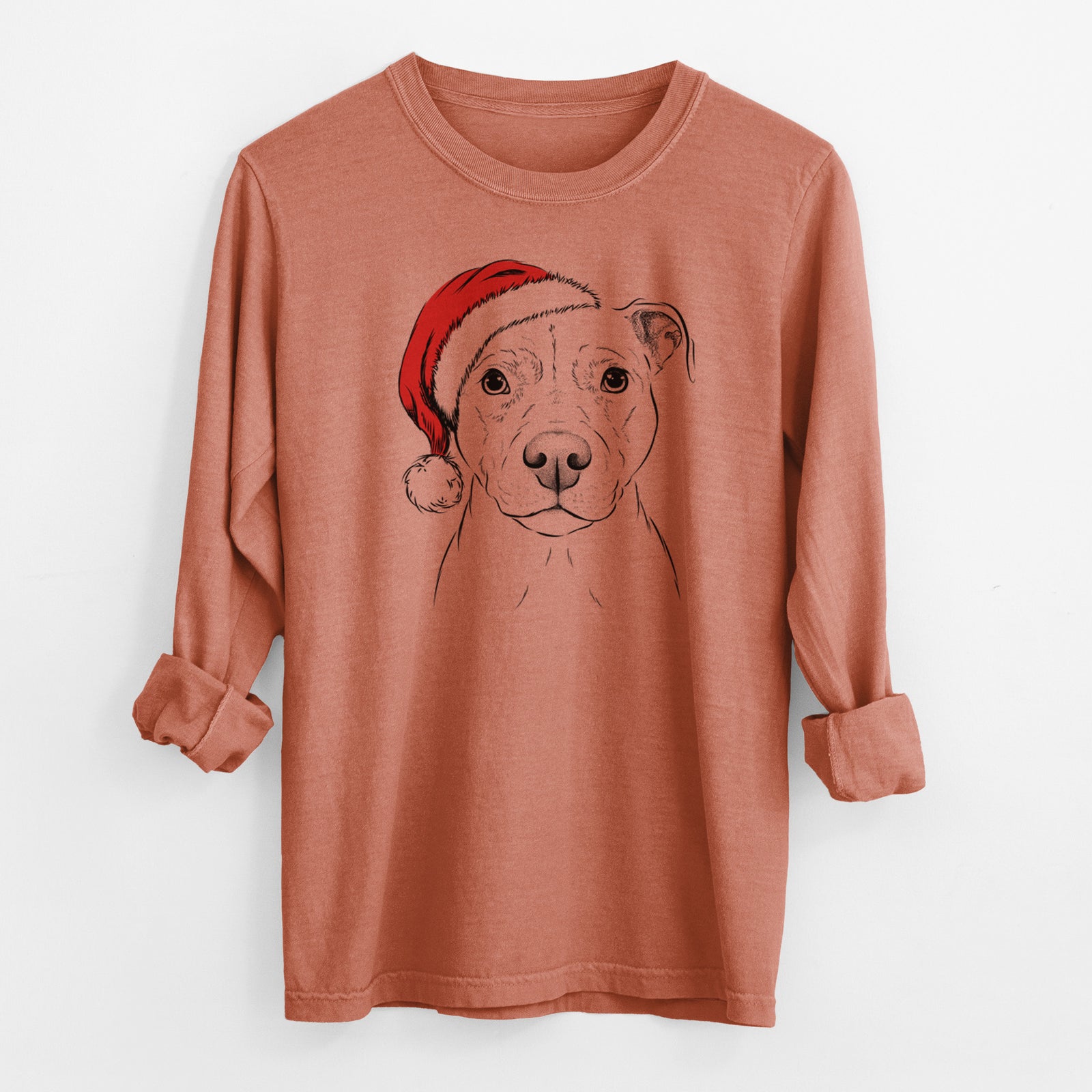 Santa Khaleesi the Pitbull - Men's Heavyweight 100% Cotton Long Sleeve