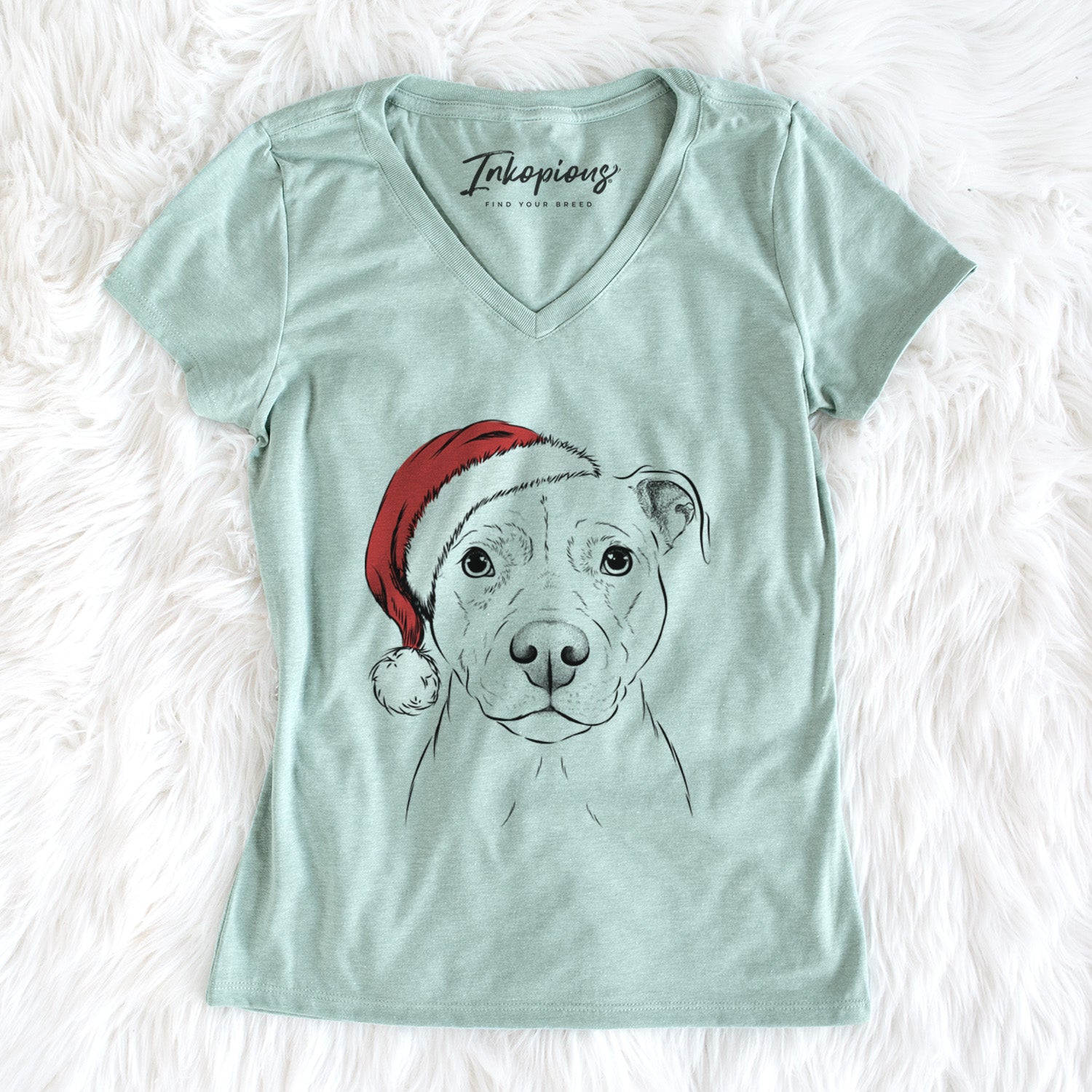 Santa Khaleesi the Pitbull - Women's Perfect V-neck Shirt