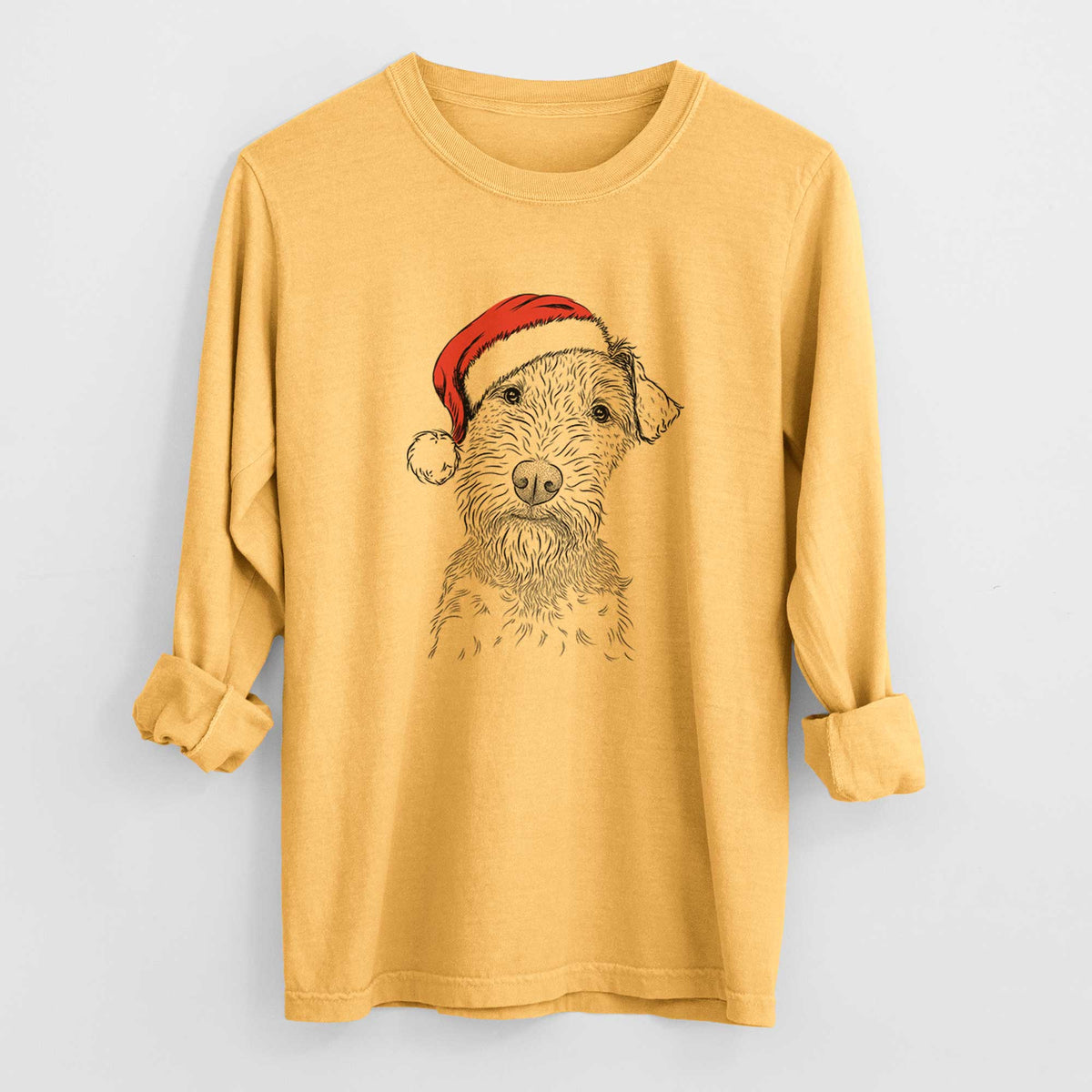 Santa Kiara the Welsh Terrier - Men's Heavyweight 100% Cotton Long Sleeve