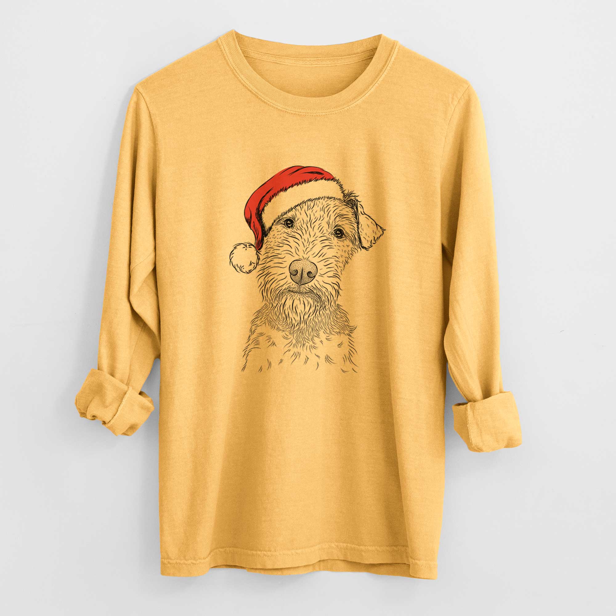Santa Kiara the Welsh Terrier - Men's Heavyweight 100% Cotton Long Sleeve