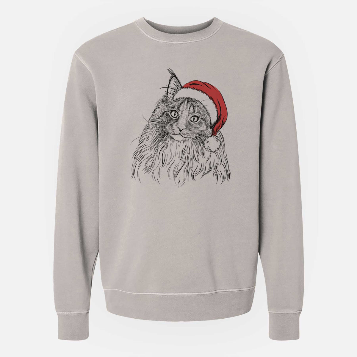 Santa Kiki the Maine Coon Cat - Unisex Pigment Dyed Crew Sweatshirt