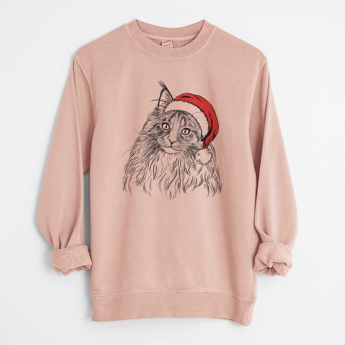 Santa Kiki the Maine Coon Cat - Unisex Pigment Dyed Crew Sweatshirt