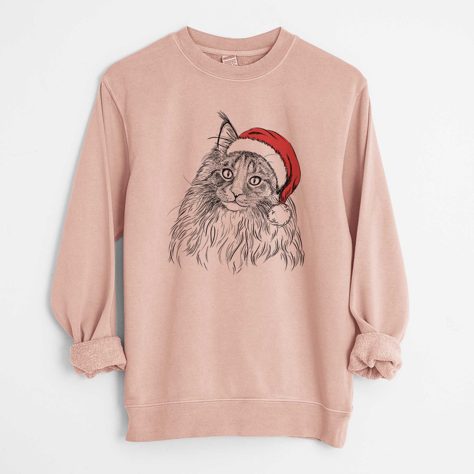 Santa Kiki the Maine Coon Cat - Unisex Pigment Dyed Crew Sweatshirt
