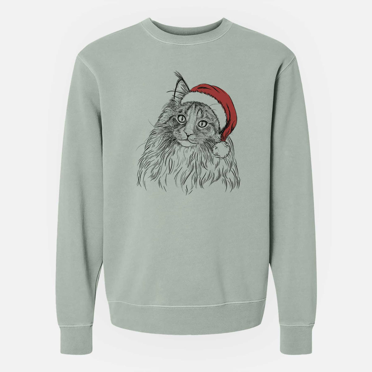 Santa Kiki the Maine Coon Cat - Unisex Pigment Dyed Crew Sweatshirt