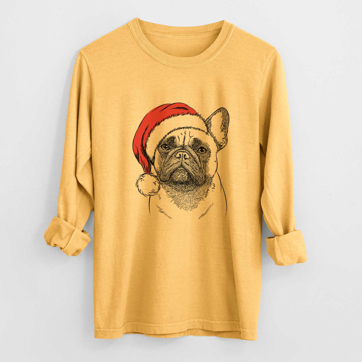Santa Kingsleigh the French Bulldog - Men's Heavyweight 100% Cotton Long Sleeve
