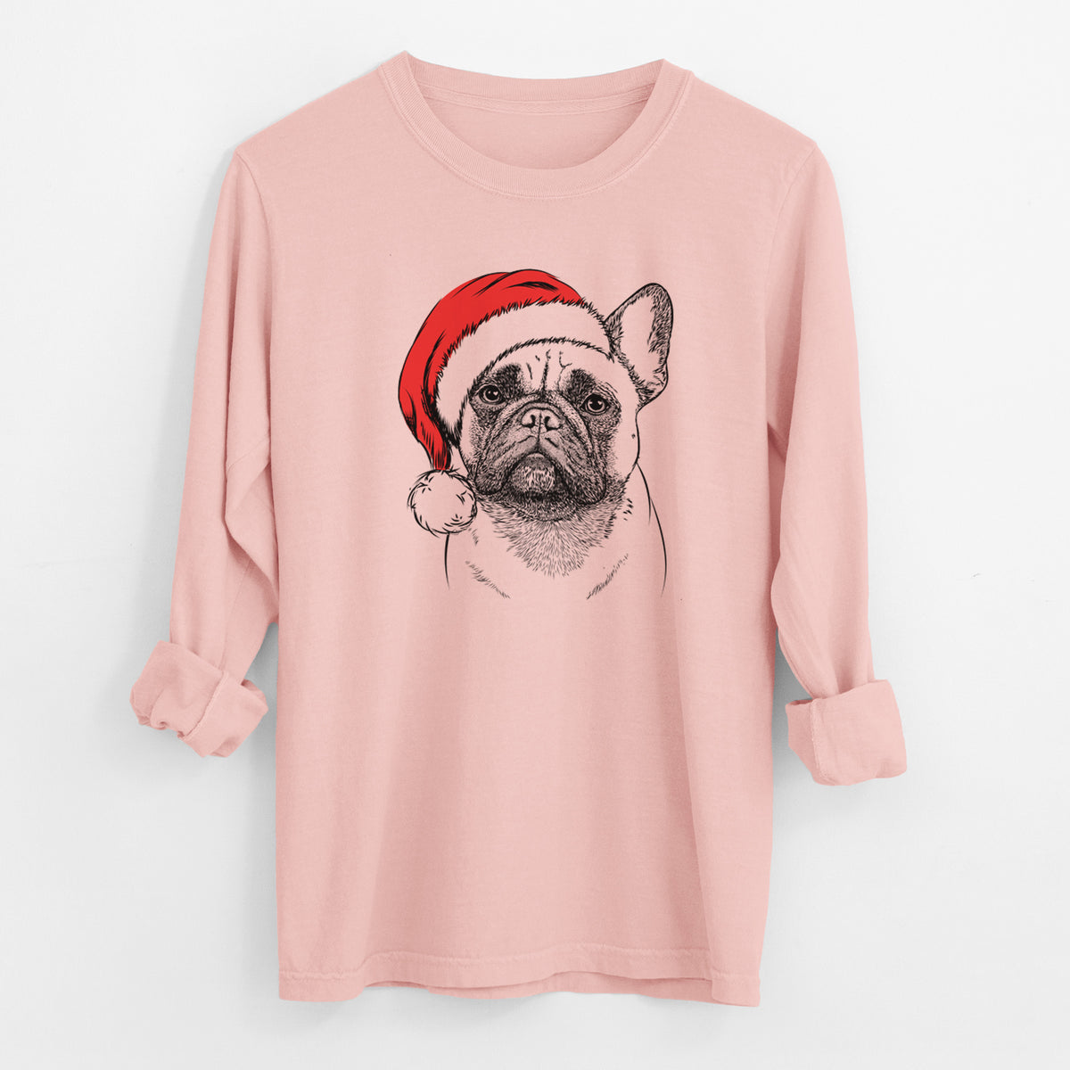 Santa Kingsleigh the French Bulldog - Men's Heavyweight 100% Cotton Long Sleeve