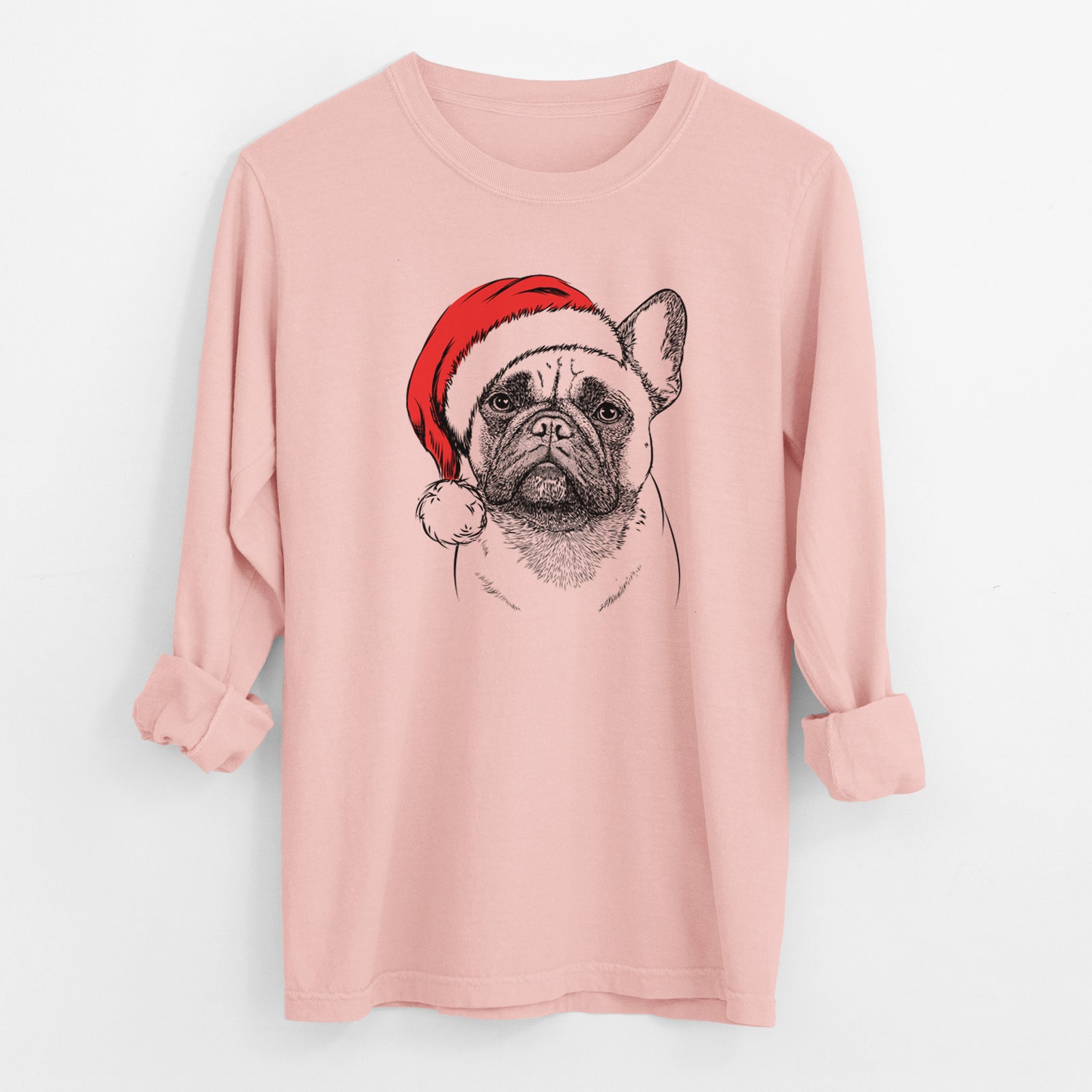 Santa Kingsleigh the French Bulldog - Men's Heavyweight 100% Cotton Long Sleeve