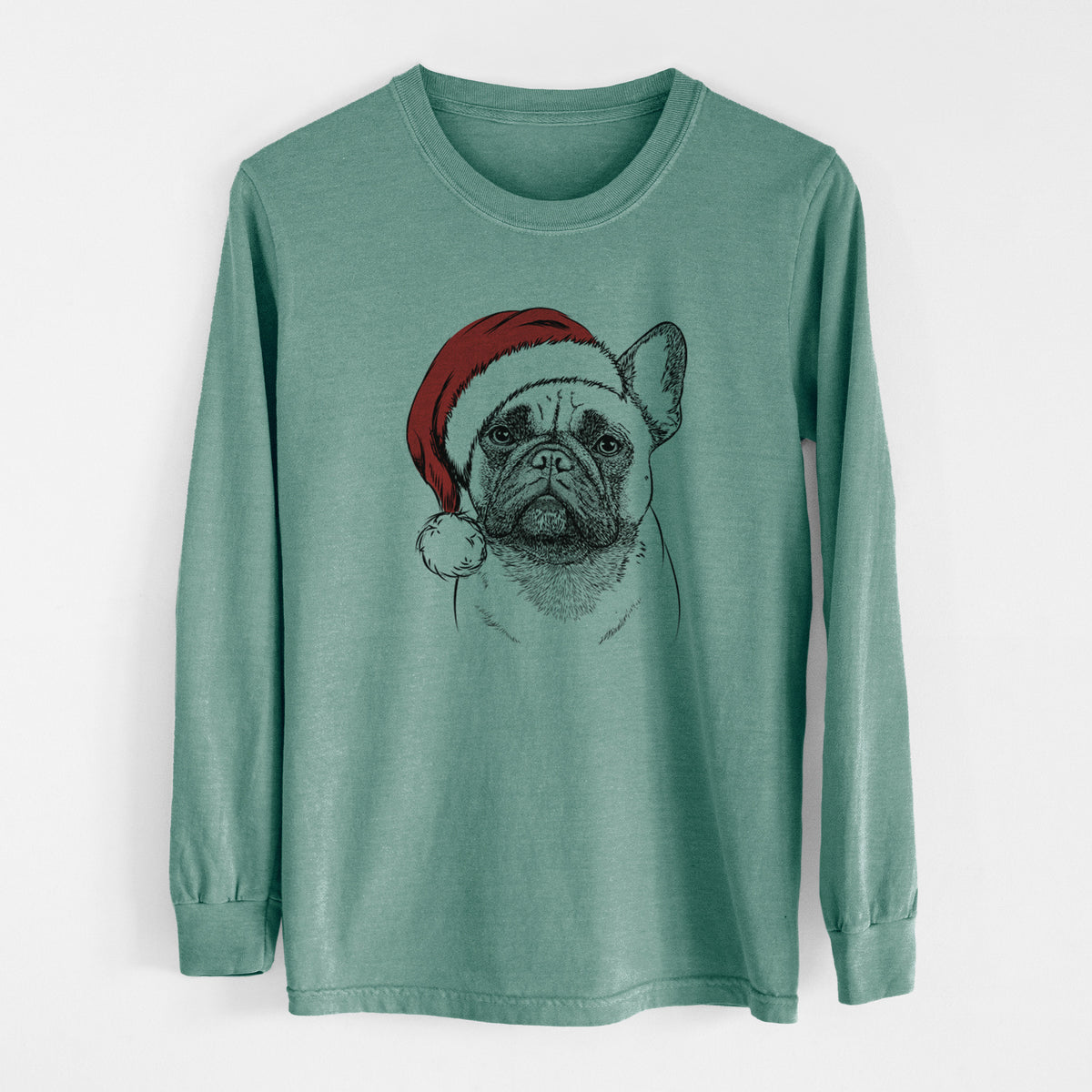 Santa Kingsleigh the French Bulldog - Men's Heavyweight 100% Cotton Long Sleeve