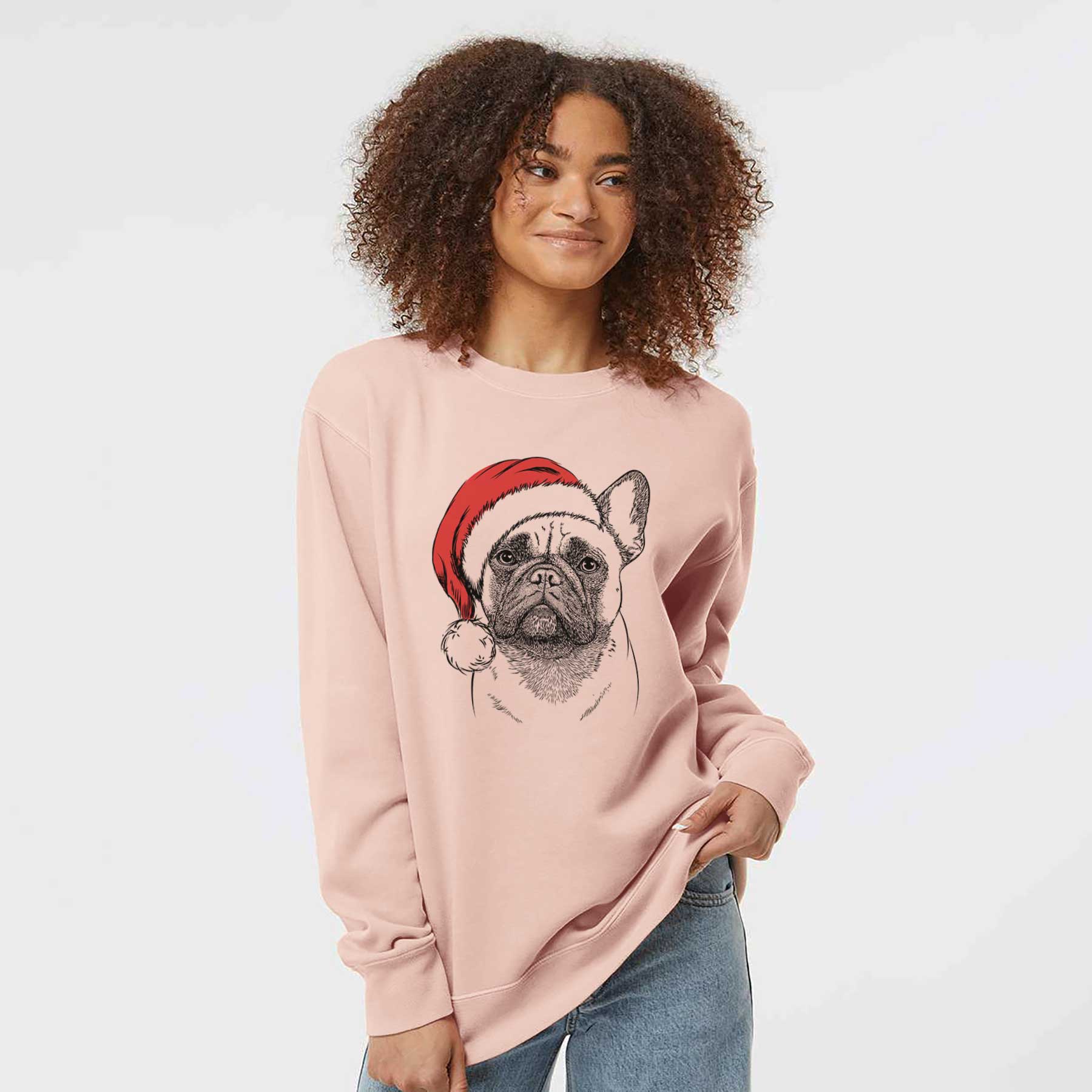 Santa Kingsleigh the French Bulldog - Unisex Pigment Dyed Crew Sweatshirt