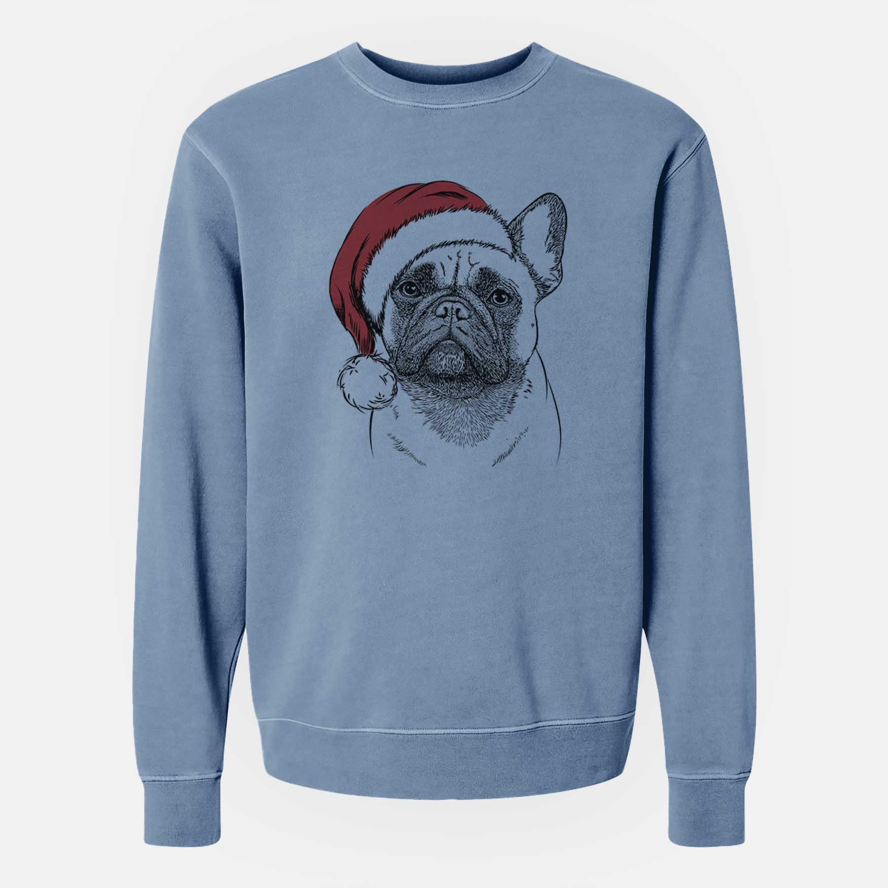 Santa Kingsleigh the French Bulldog - Unisex Pigment Dyed Crew Sweatshirt