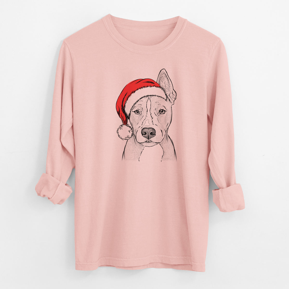 Santa Kisses the Pitbull - Men's Heavyweight 100% Cotton Long Sleeve