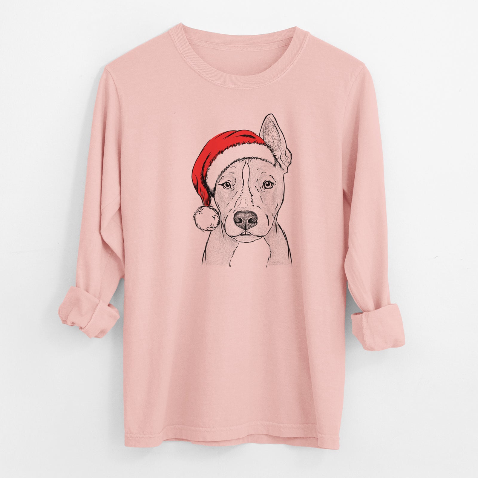 Santa Kisses the Pitbull - Men's Heavyweight 100% Cotton Long Sleeve