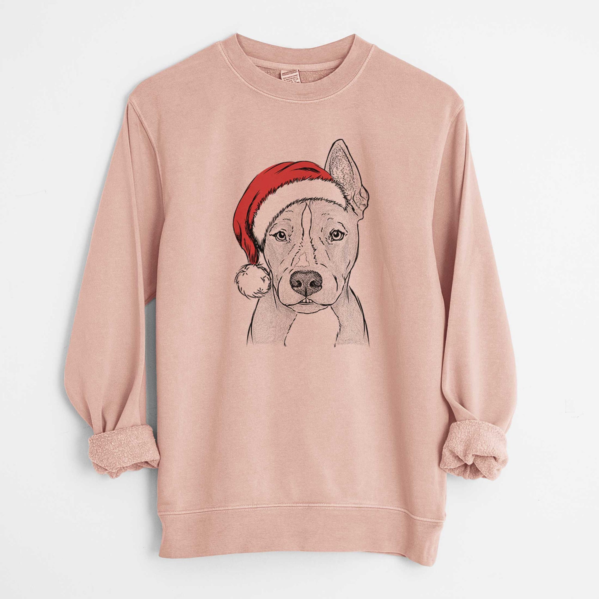 Santa Kisses the Pitbull - Unisex Pigment Dyed Crew Sweatshirt