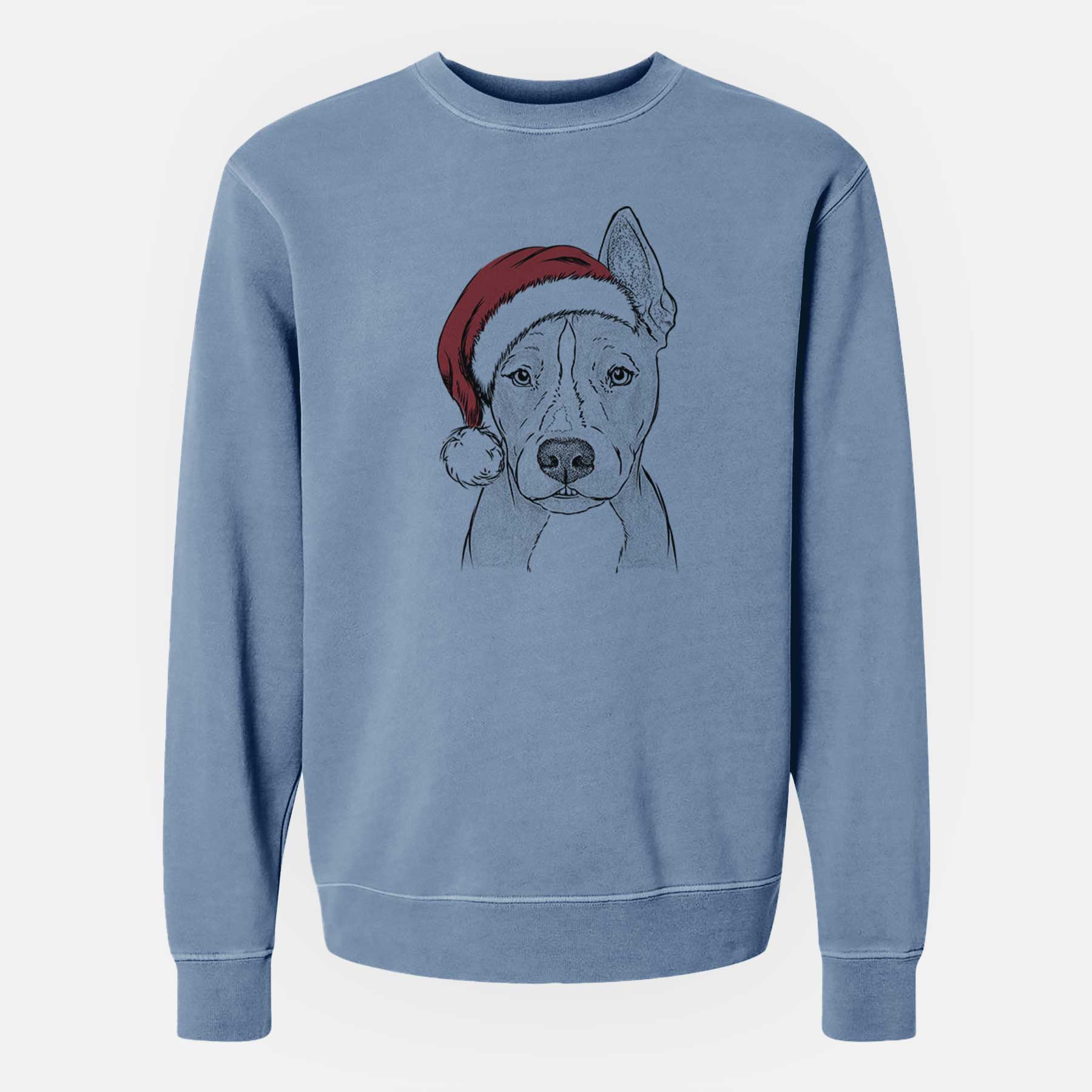 Santa Kisses the Pitbull - Unisex Pigment Dyed Crew Sweatshirt