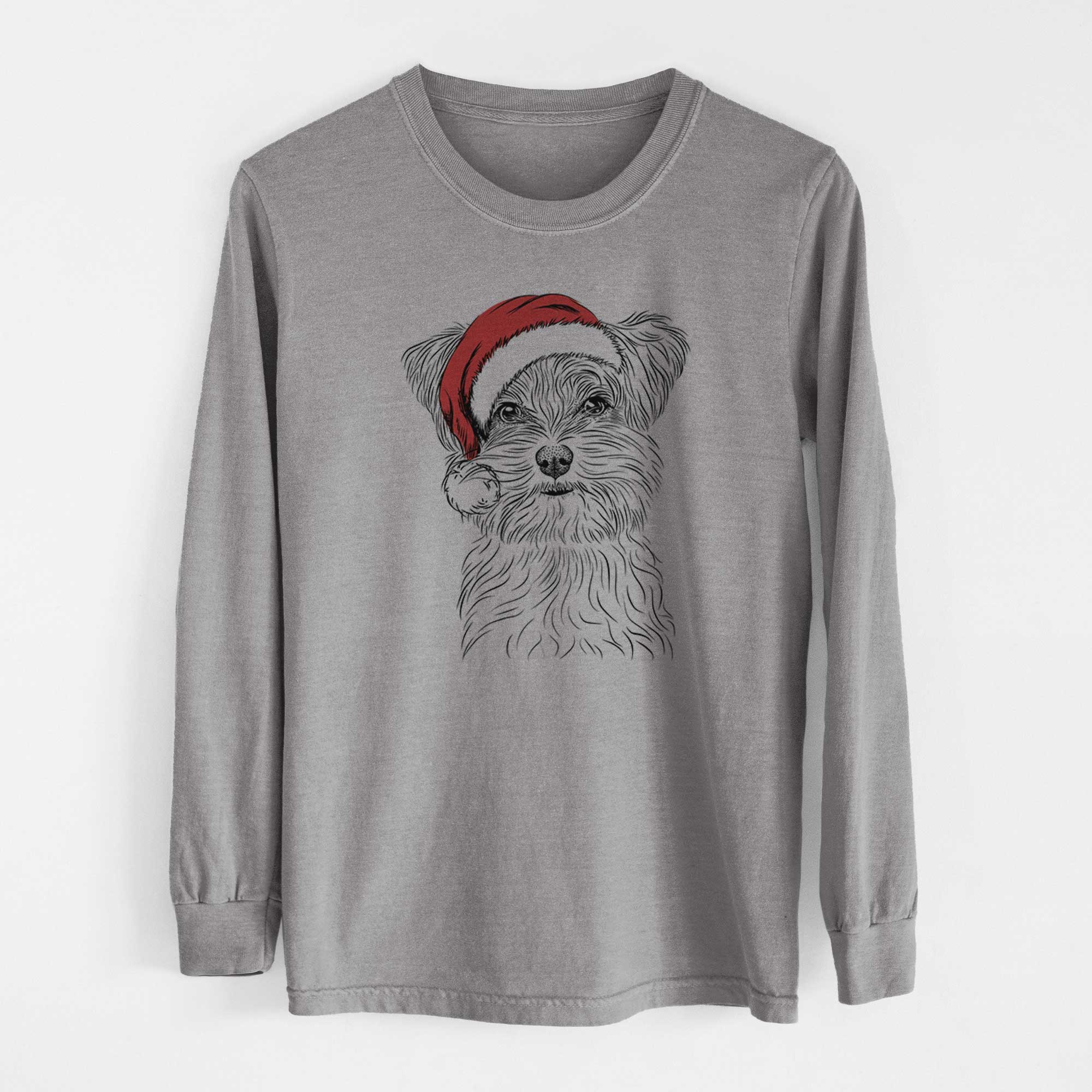 Santa Kiwi the Morkie - Men's Heavyweight 100% Cotton Long Sleeve