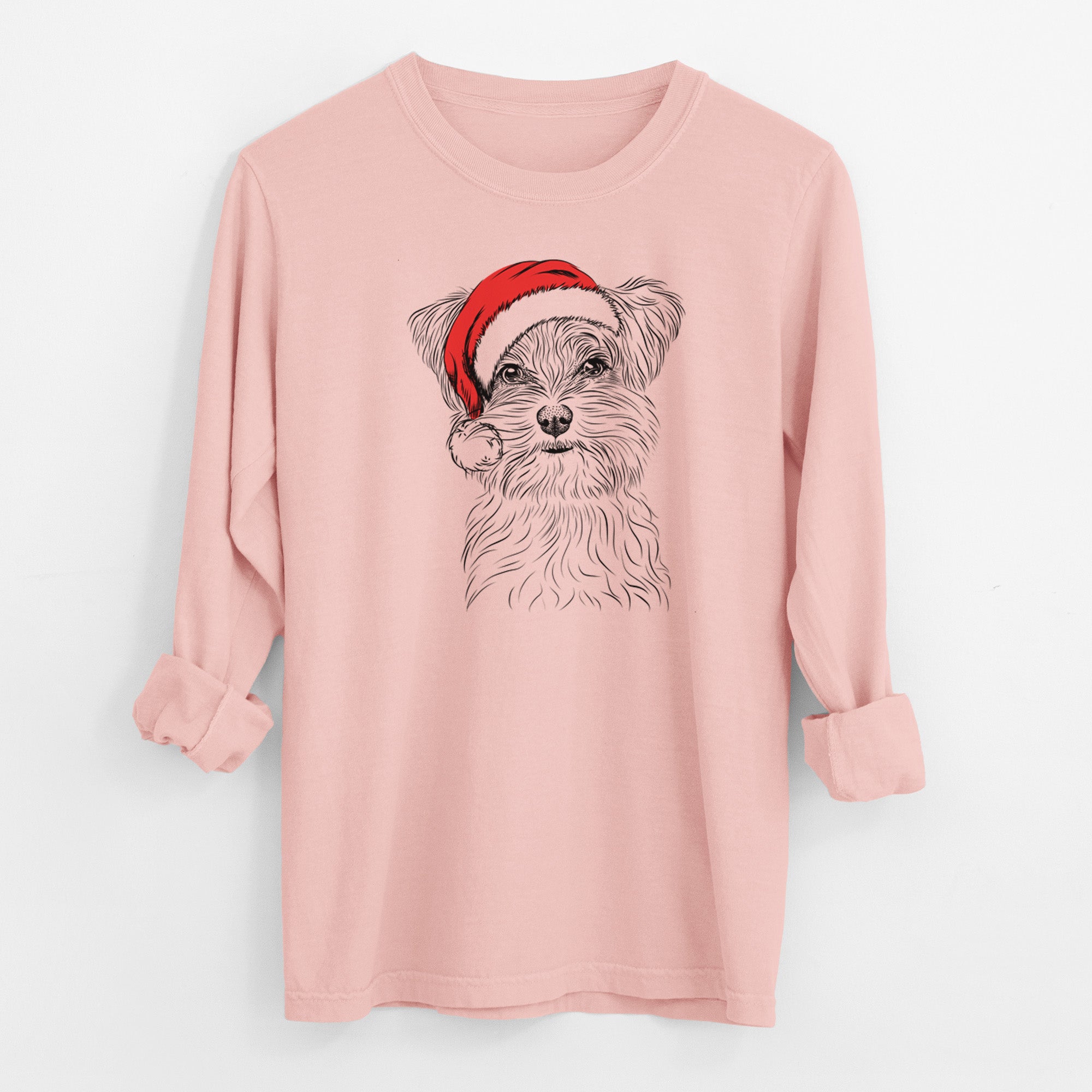 Santa Kiwi the Morkie - Men's Heavyweight 100% Cotton Long Sleeve