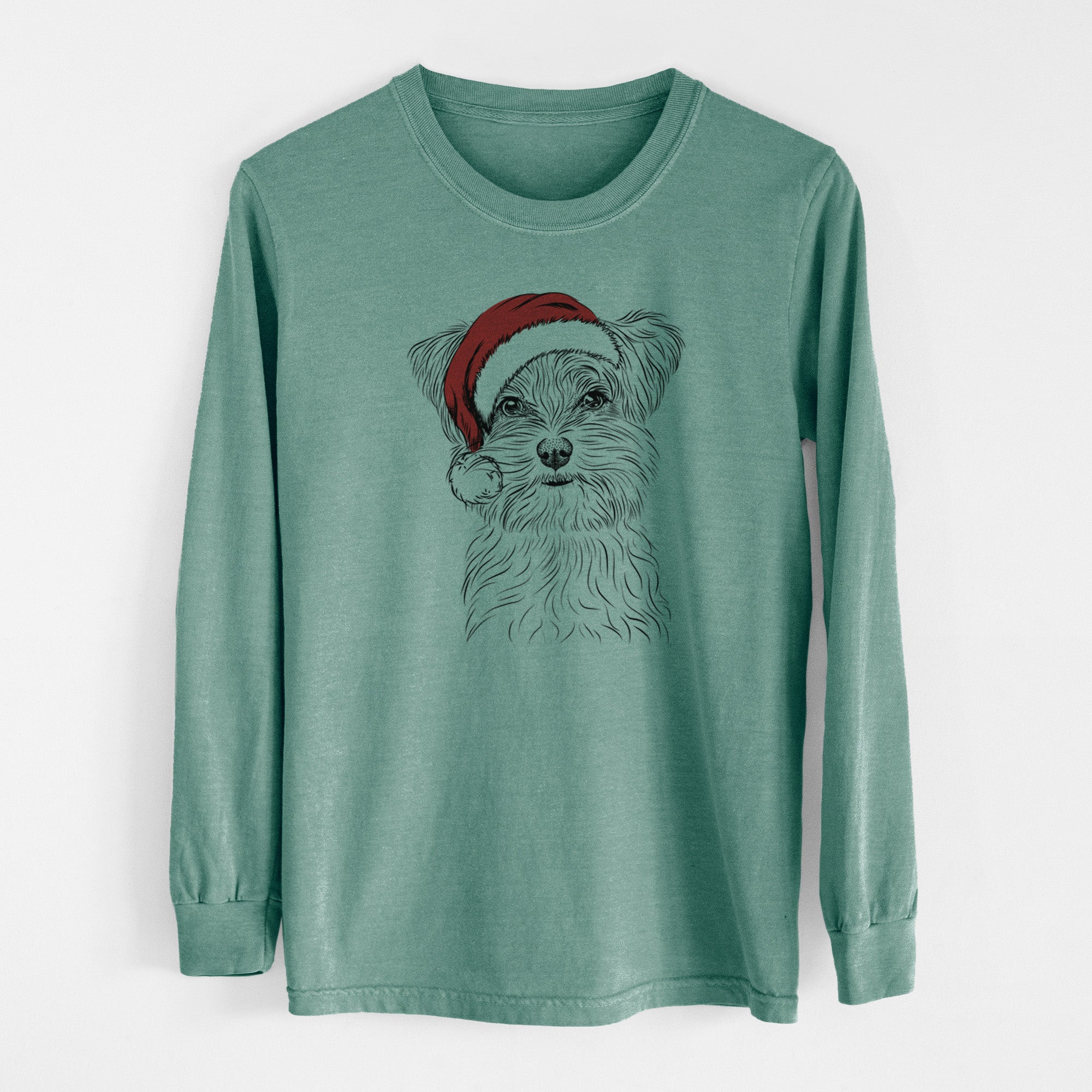 Santa Kiwi the Morkie - Men's Heavyweight 100% Cotton Long Sleeve