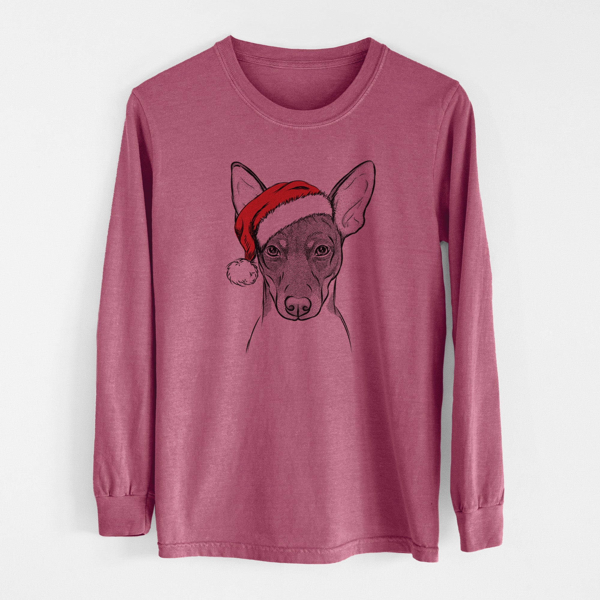 Santa Knox the Rat Terrier - Men's Heavyweight 100% Cotton Long Sleeve