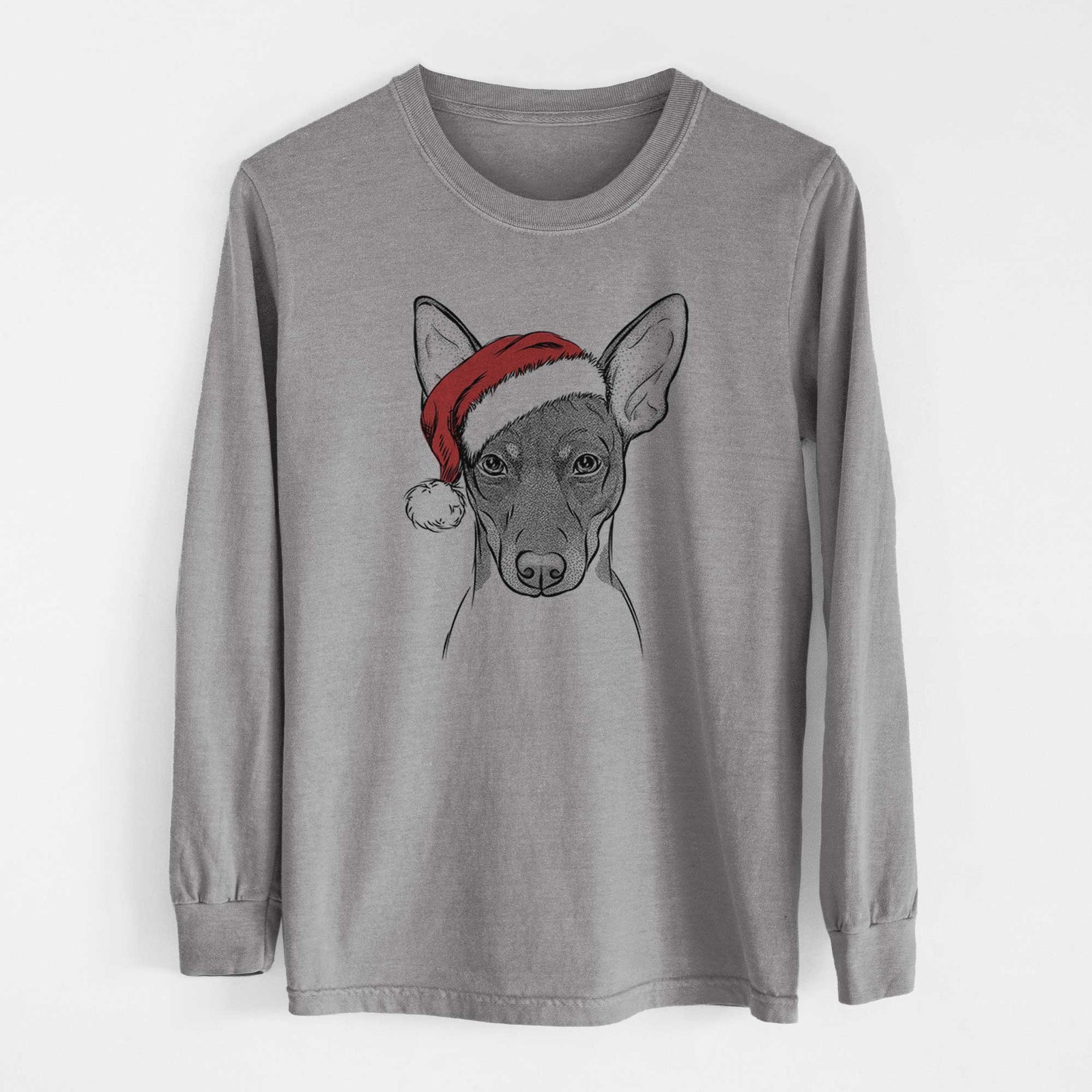 Santa Knox the Rat Terrier - Men's Heavyweight 100% Cotton Long Sleeve