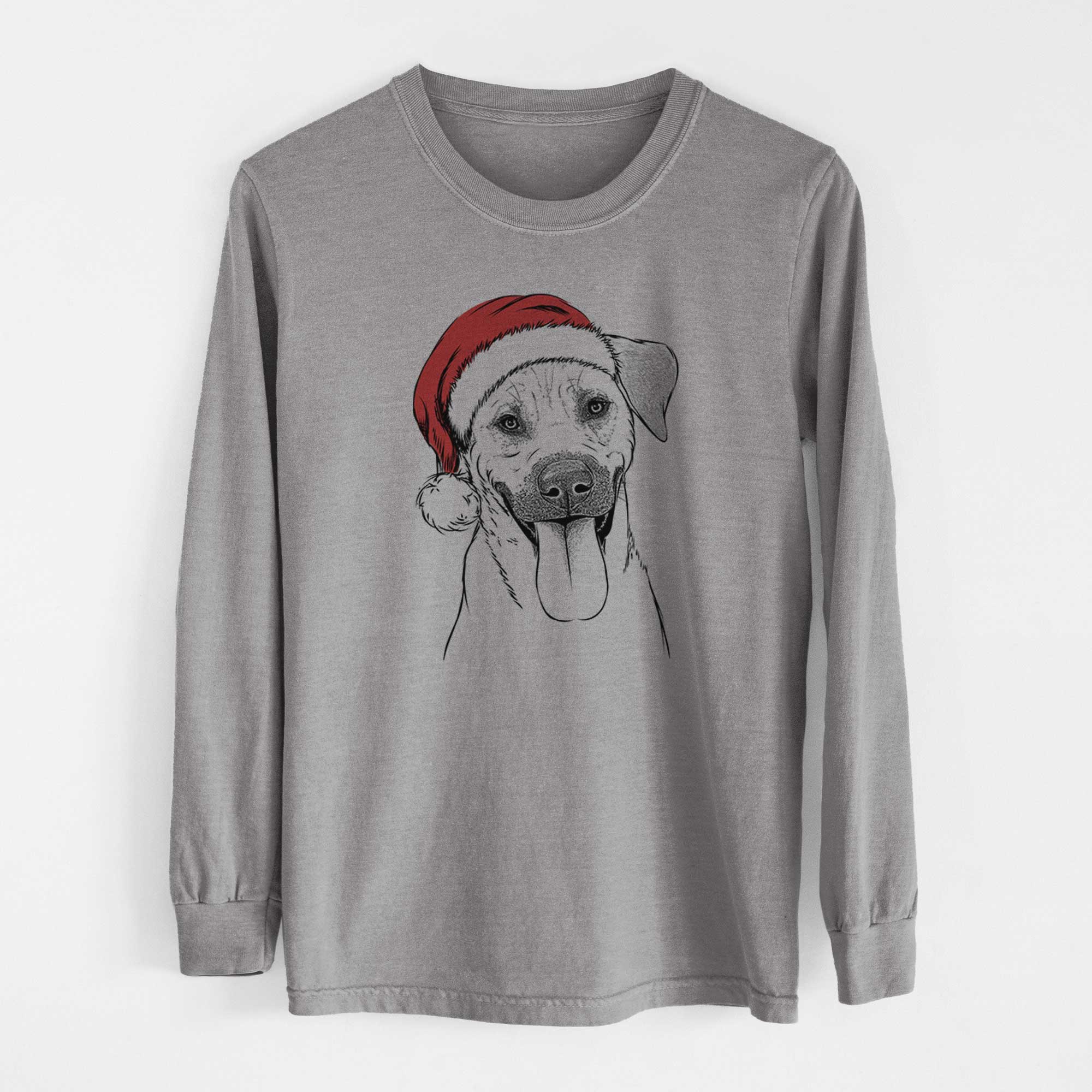 Santa Koda the Black Mouth Cur - Men's Heavyweight 100% Cotton Long Sleeve