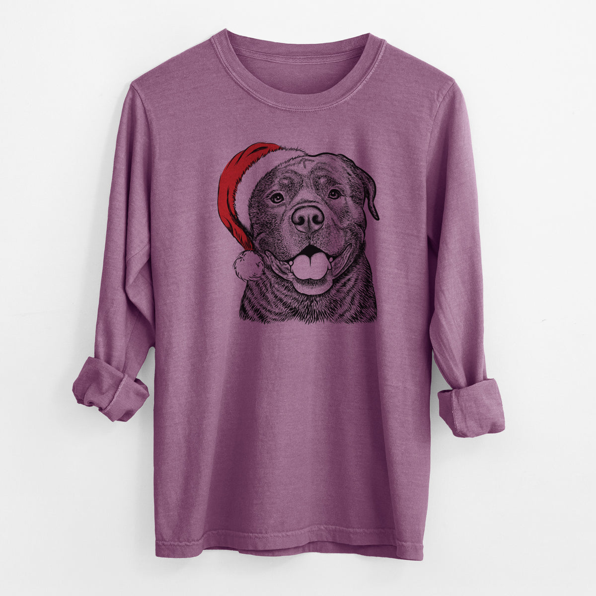 Santa Kojak the Rottweiler - Men's Heavyweight 100% Cotton Long Sleeve