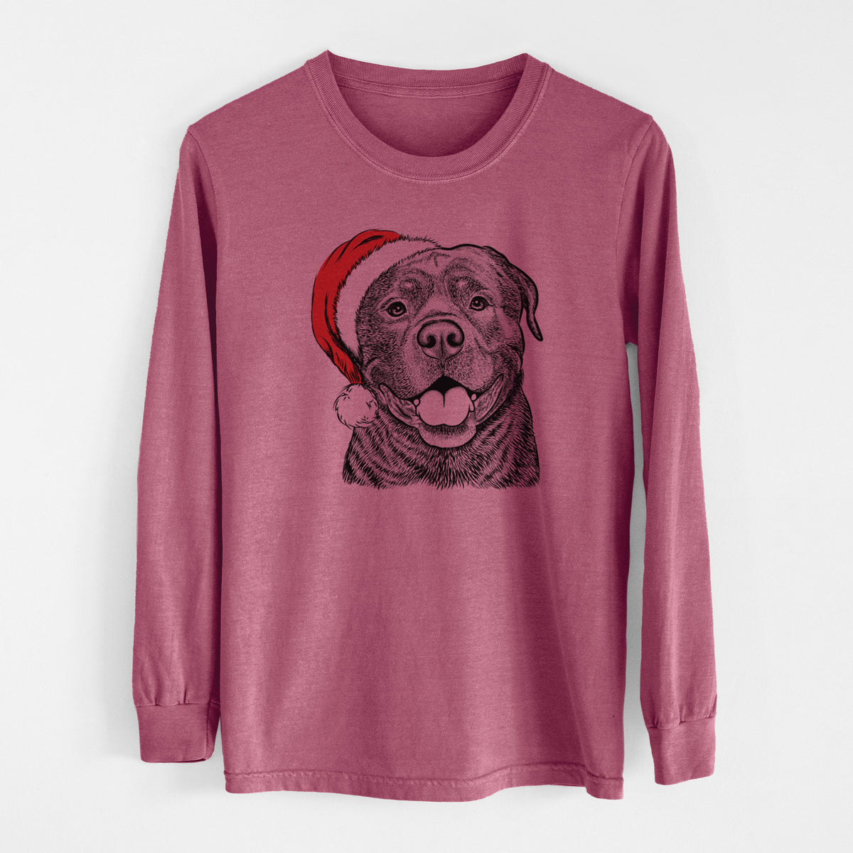 Santa Kojak the Rottweiler - Men's Heavyweight 100% Cotton Long Sleeve