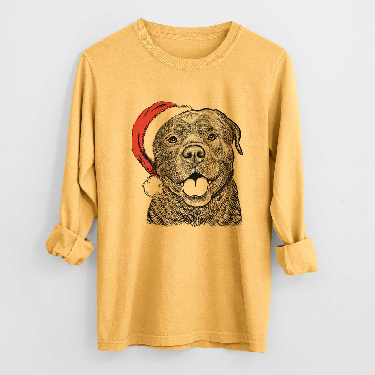 Santa Kojak the Rottweiler - Men's Heavyweight 100% Cotton Long Sleeve