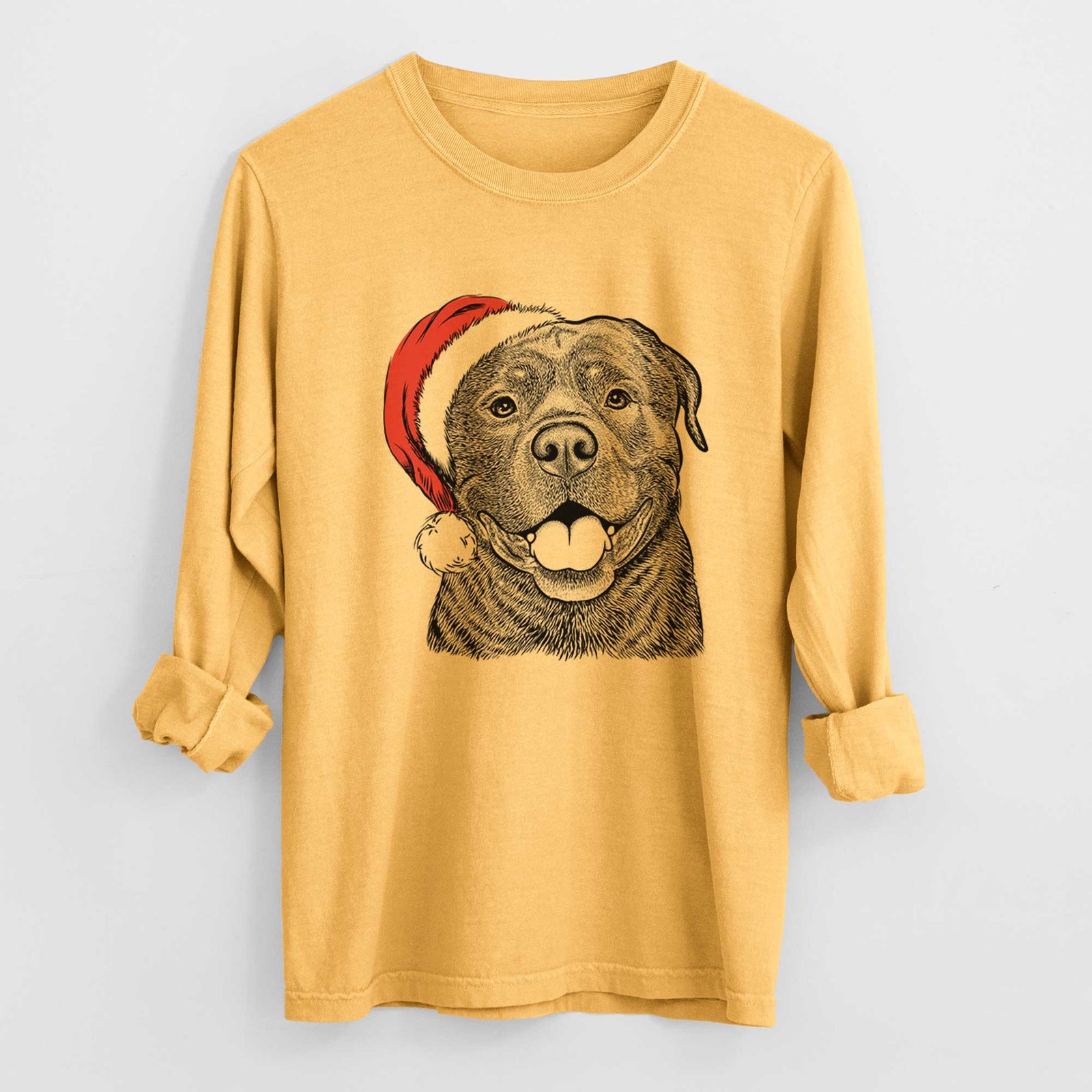 Santa Kojak the Rottweiler - Men's Heavyweight 100% Cotton Long Sleeve
