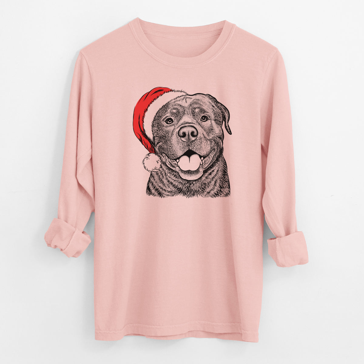 Santa Kojak the Rottweiler - Men's Heavyweight 100% Cotton Long Sleeve