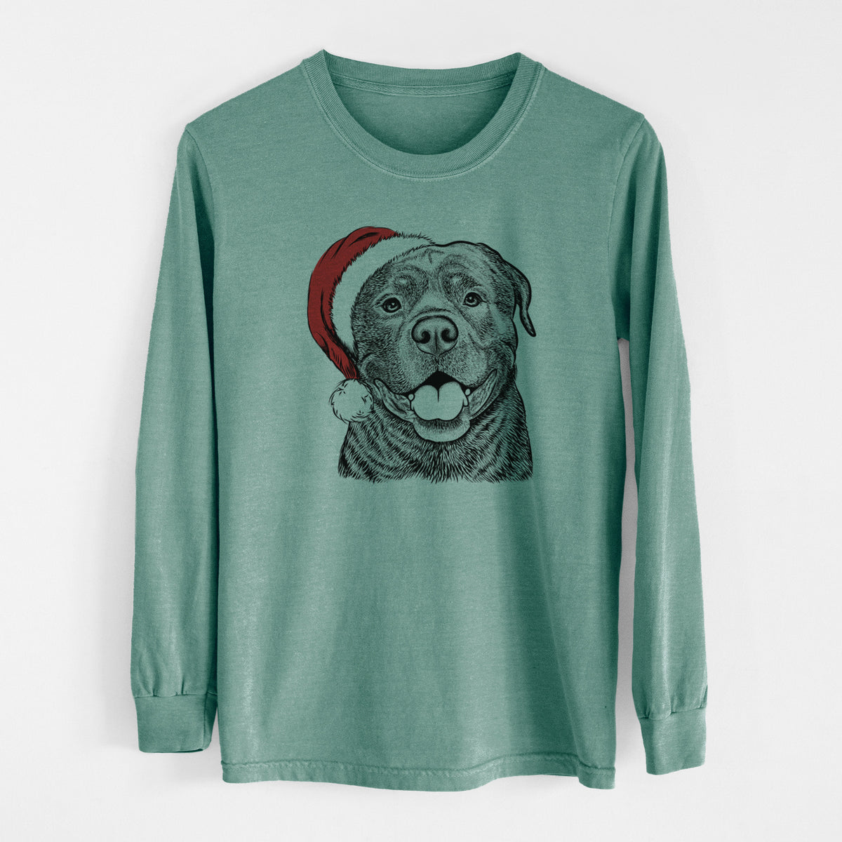 Santa Kojak the Rottweiler - Men's Heavyweight 100% Cotton Long Sleeve