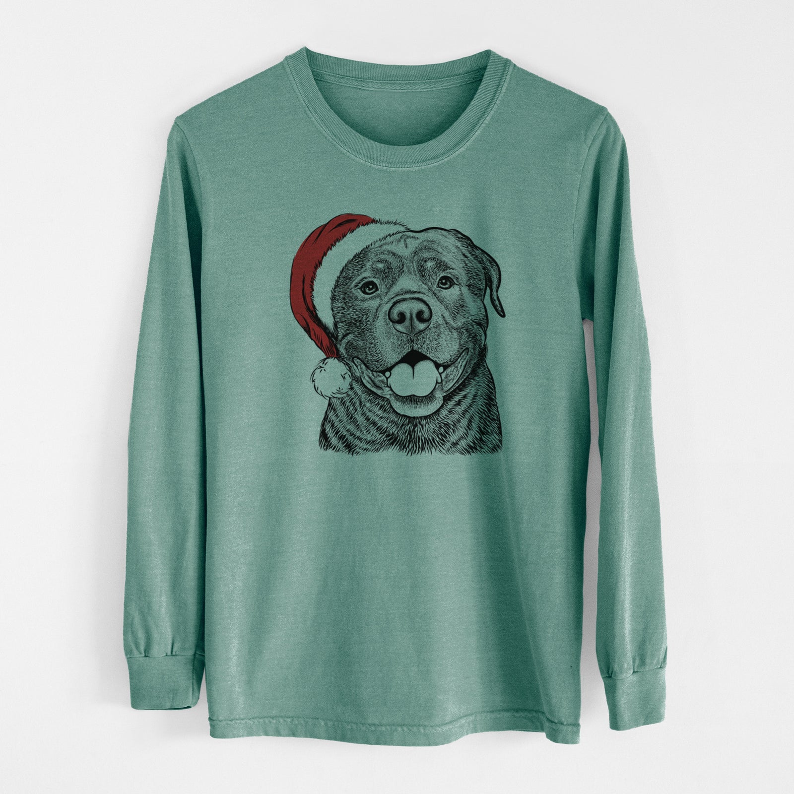 Santa Kojak the Rottweiler - Men's Heavyweight 100% Cotton Long Sleeve