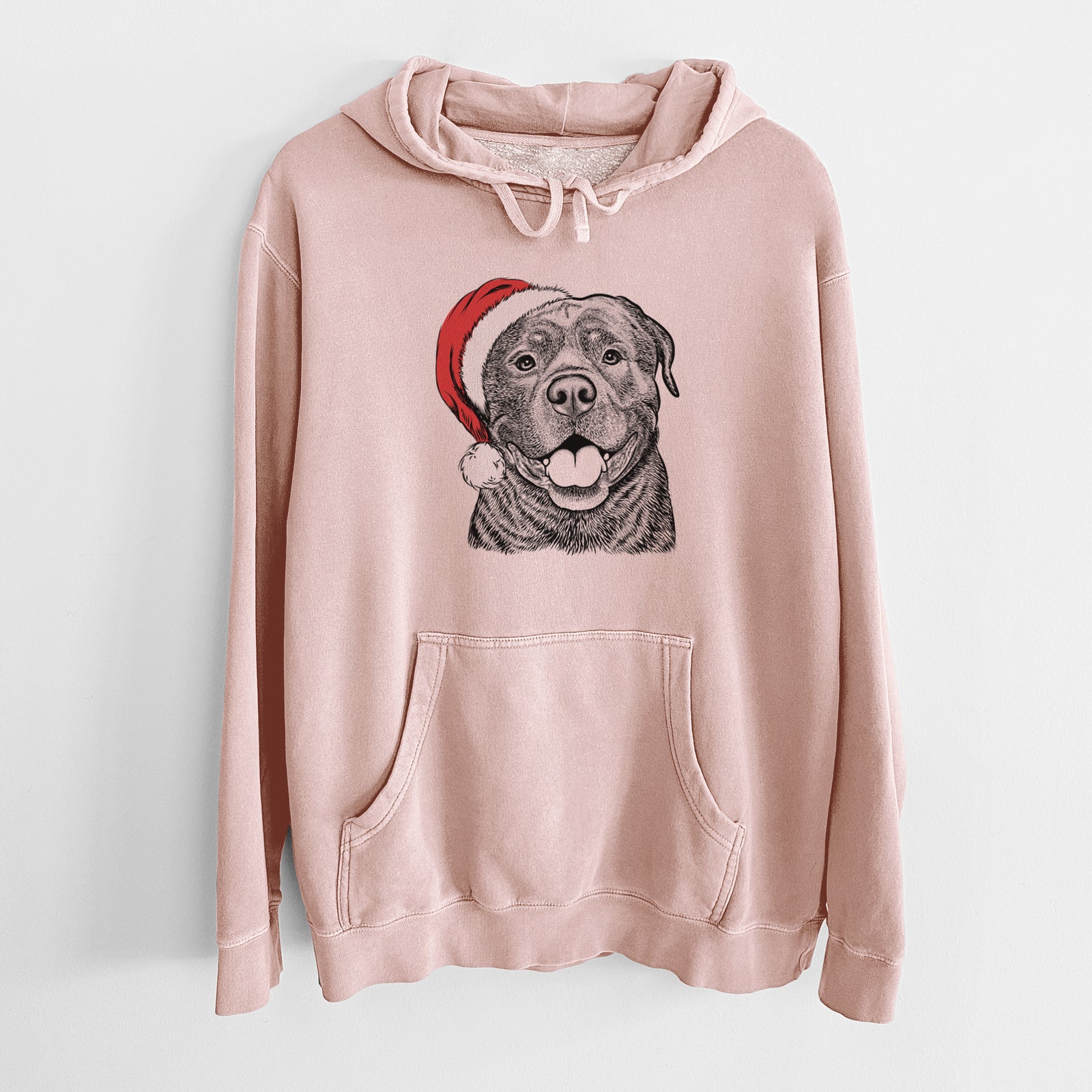 Santa Hat Kojak the Rottweiler - Unisex Pigment Dyed Hoodie