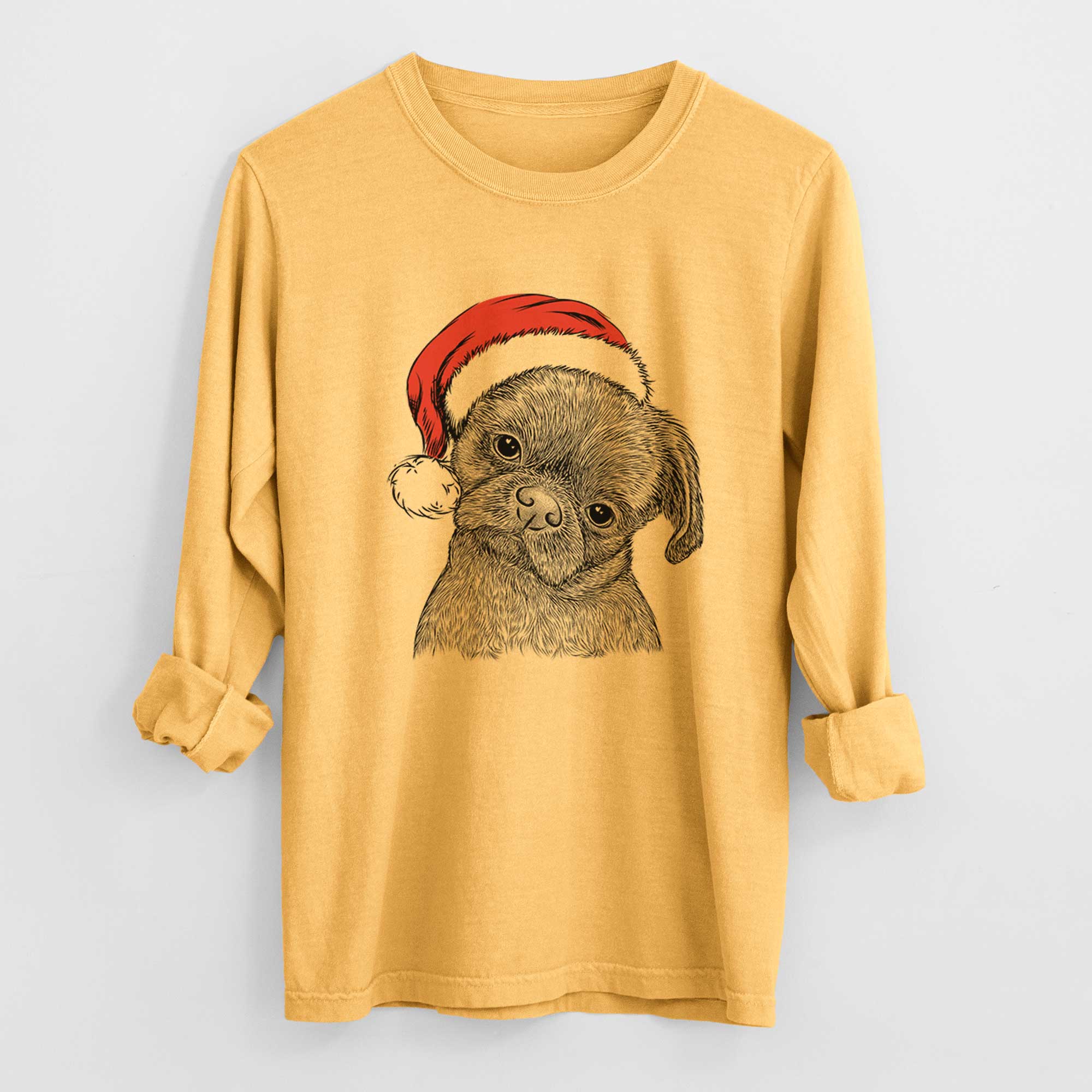 Santa Koko the Shih Tzu - Men's Heavyweight 100% Cotton Long Sleeve