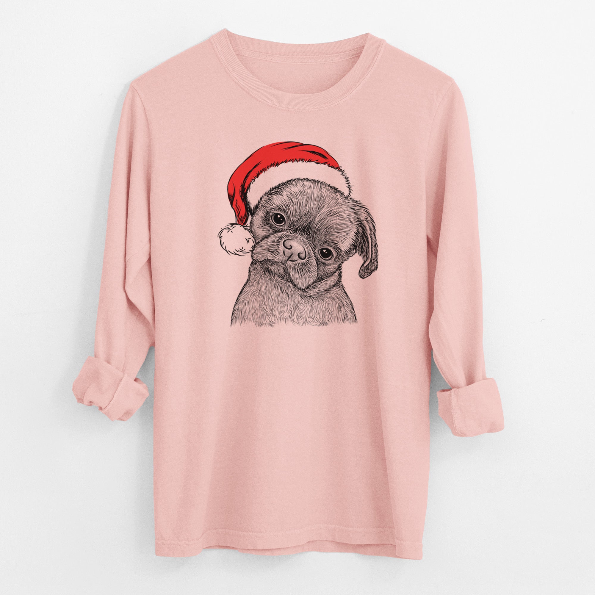 Santa Koko the Shih Tzu - Men's Heavyweight 100% Cotton Long Sleeve