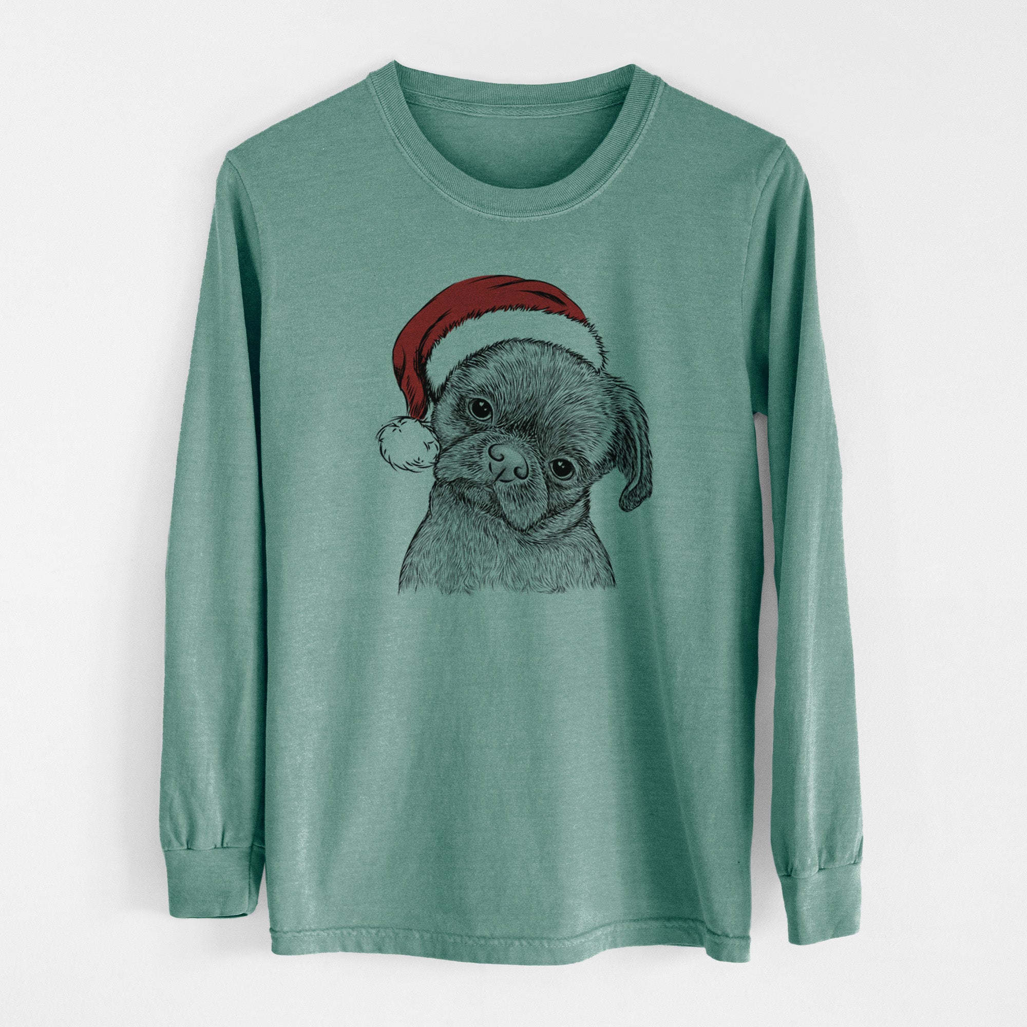 Santa Koko the Shih Tzu - Men's Heavyweight 100% Cotton Long Sleeve
