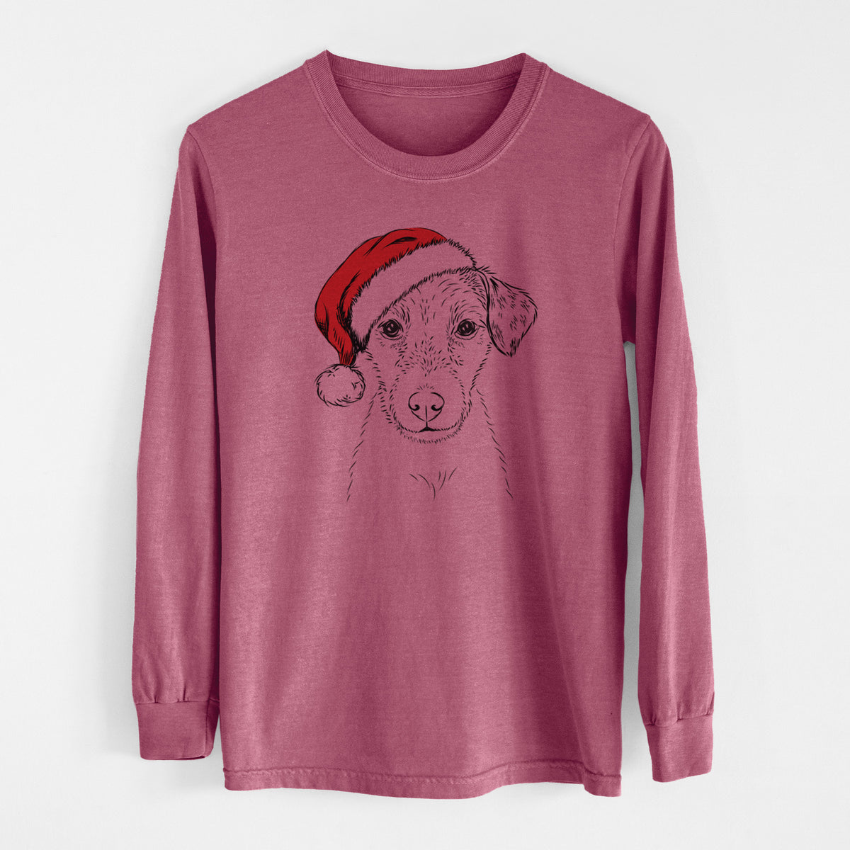 Santa Kozmo the Jack Russell Terrier - Men's Heavyweight 100% Cotton Long Sleeve