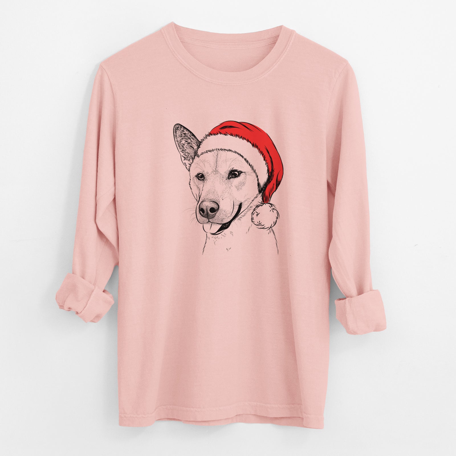 Santa Kulfi the Jindo Shiba Inu Mix - Men's Heavyweight 100% Cotton Long Sleeve