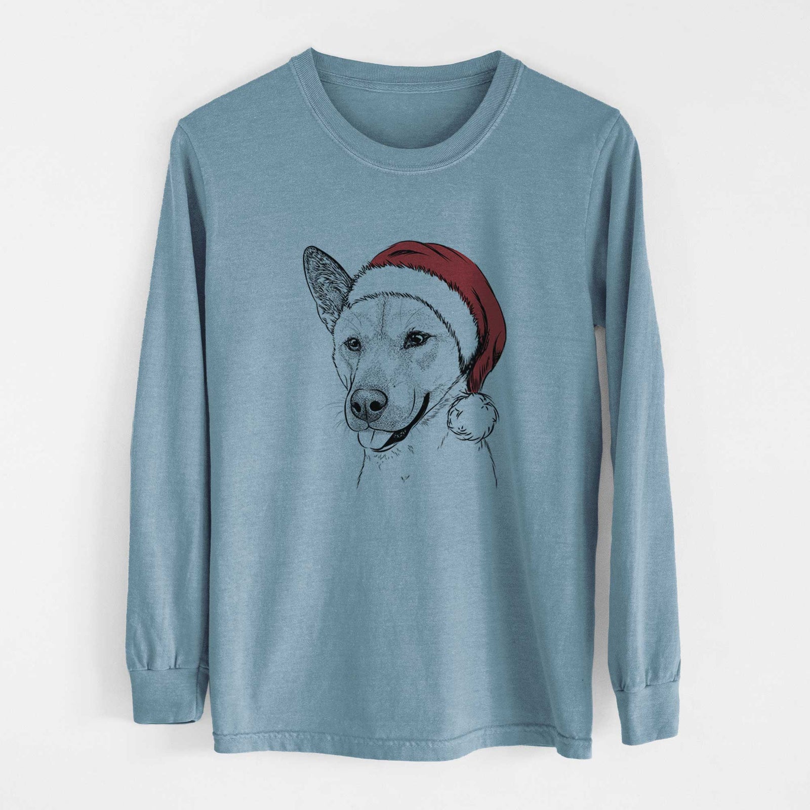 Santa Kulfi the Jindo Shiba Inu Mix - Men's Heavyweight 100% Cotton Long Sleeve