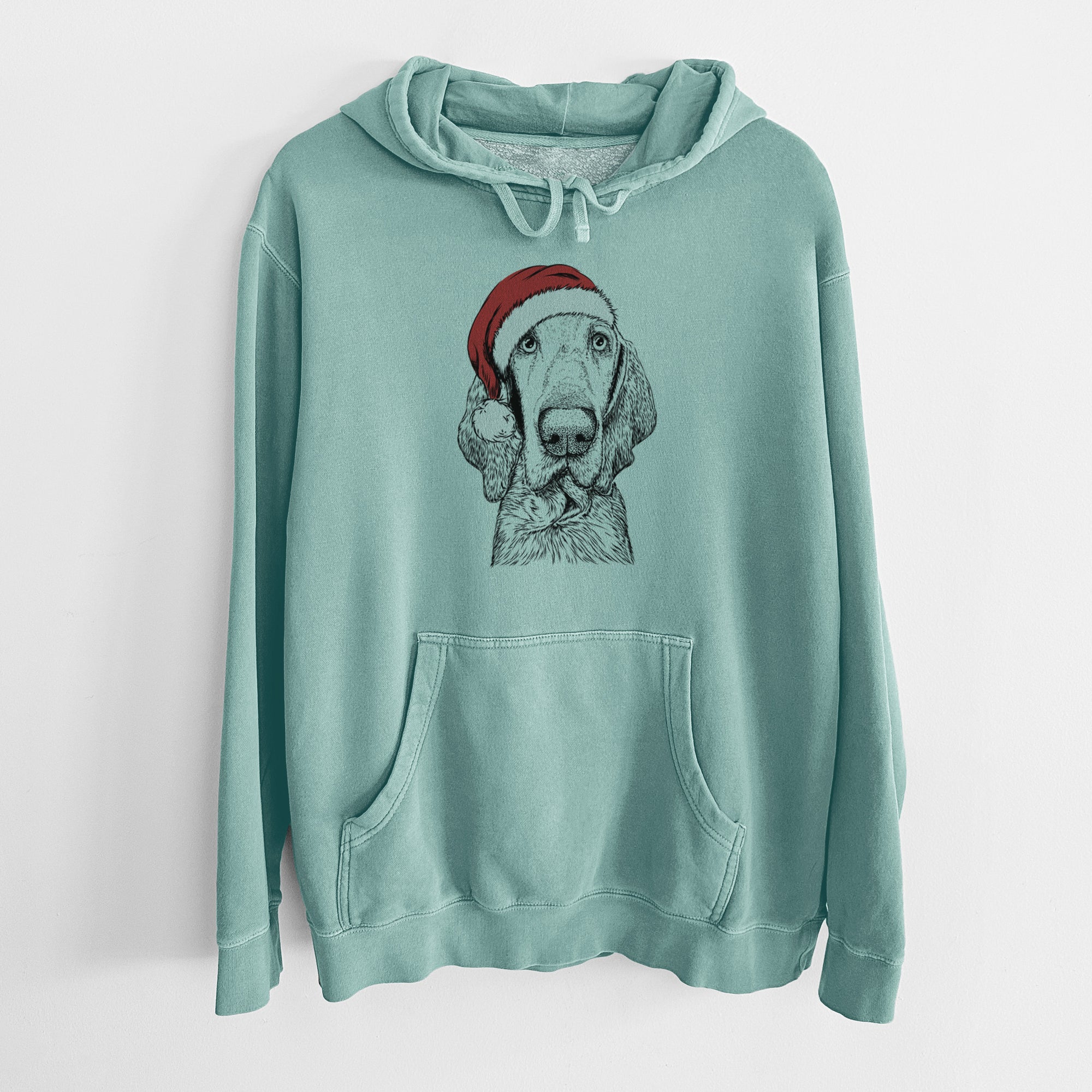 Santa Hat Kylie the Bracco Italiano - Unisex Pigment Dyed Hoodie