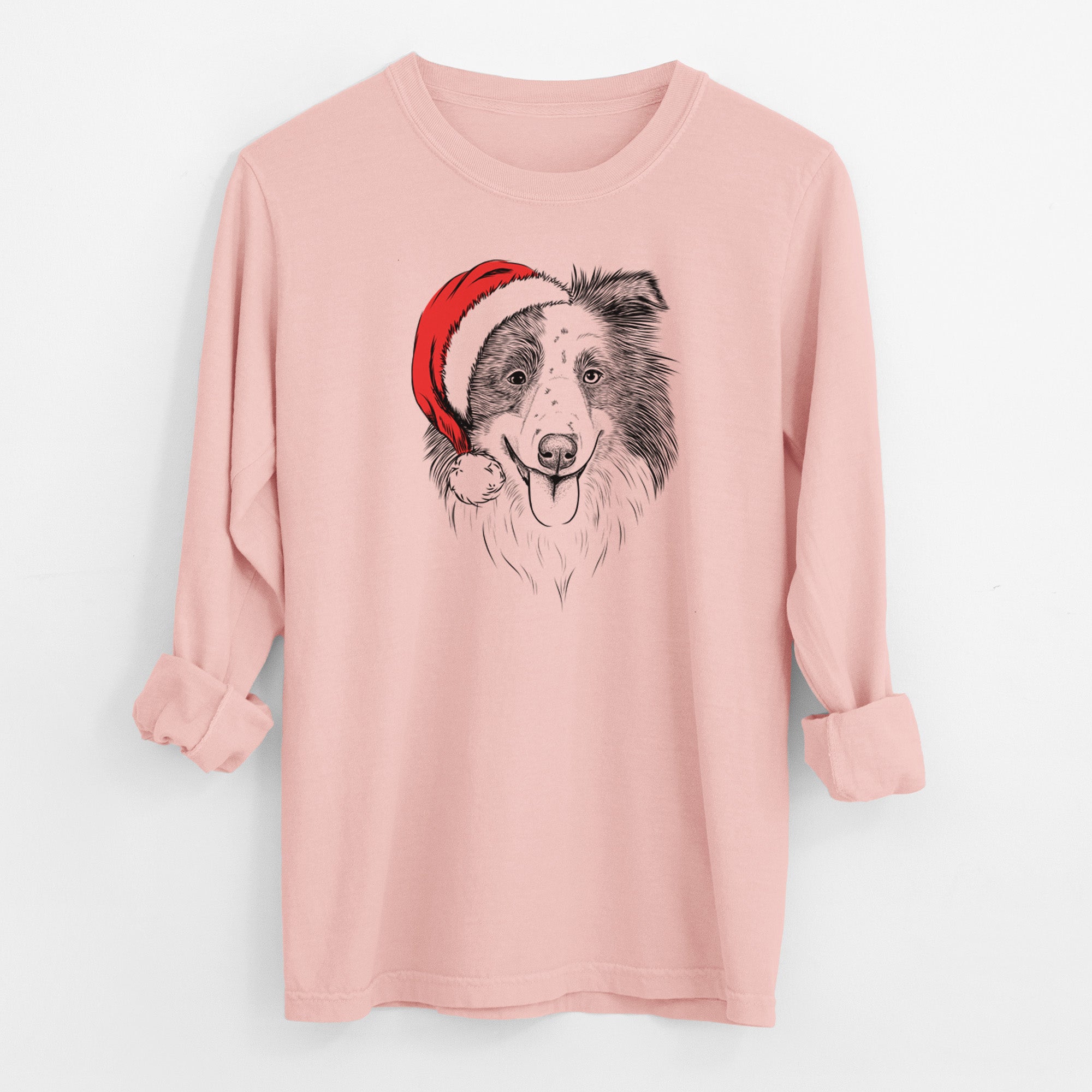 Santa Lady Bug the Border Collie - Men's Heavyweight 100% Cotton Long Sleeve
